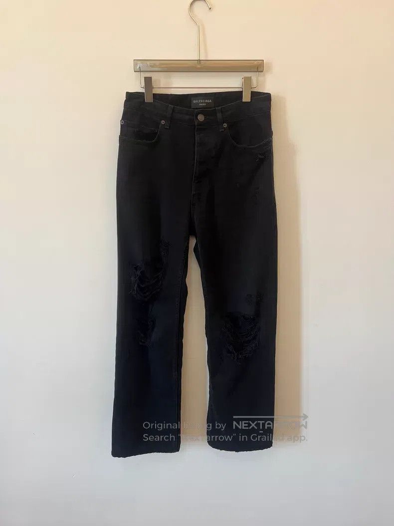 Balenciaga Balenciaga size XS Black Ripped Denim Long Pants Size US 27 - 1 Thumbnail