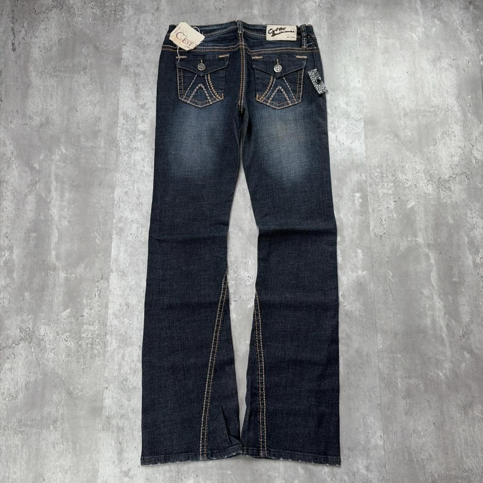Other Y2K C’est Toi Grunge Flared Deadstock Gothic Denim Jeans Size 30" / US 8 / IT 44 - 1 Thumbnail