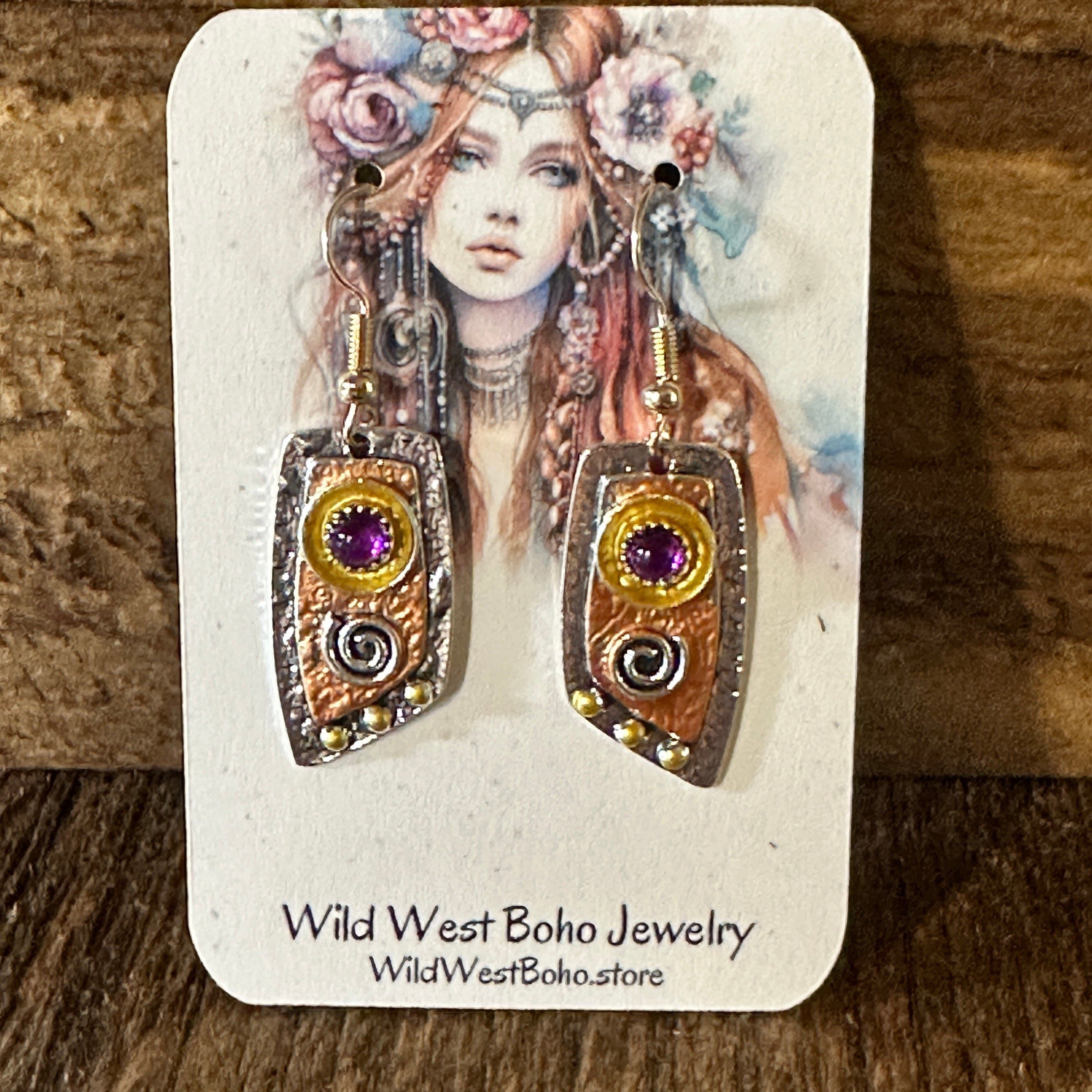 Other Handcrafted Bohemian Vintage Copper Dangle Earring, Retro Et Size ONE SIZE - 2 Thumbnail