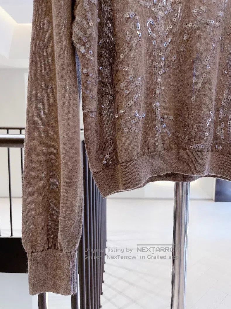 Brunello Cucinelli Brunello Cucinelli Linen knit sweater with transparent seq Size XS / US 0-2 / IT 36-38 - 4 Thumbnail