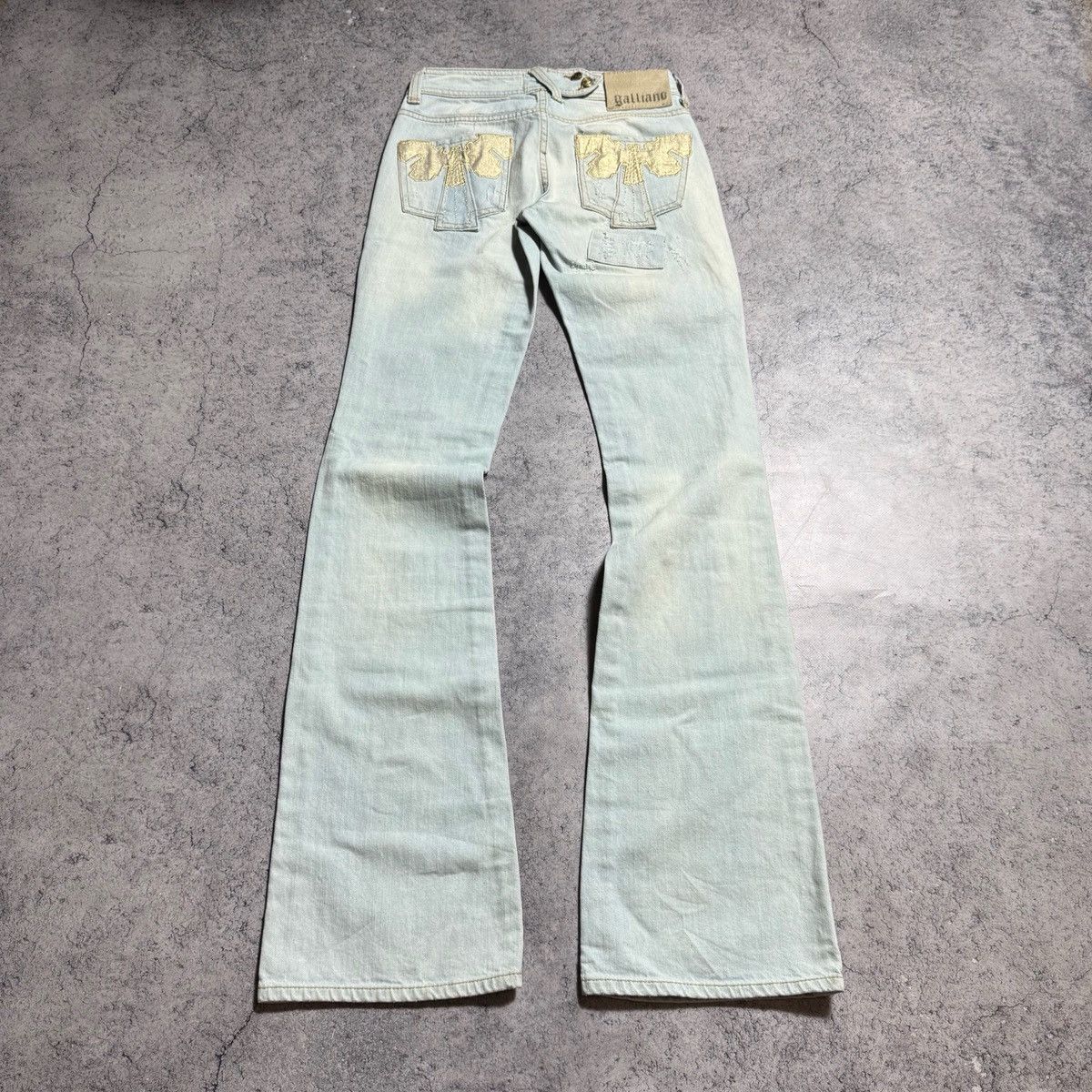 John Galliano NEW Galliano Y2K 00s Flared Jeans Size 27" / US 4 / IT 40 - 2 Thumbnail