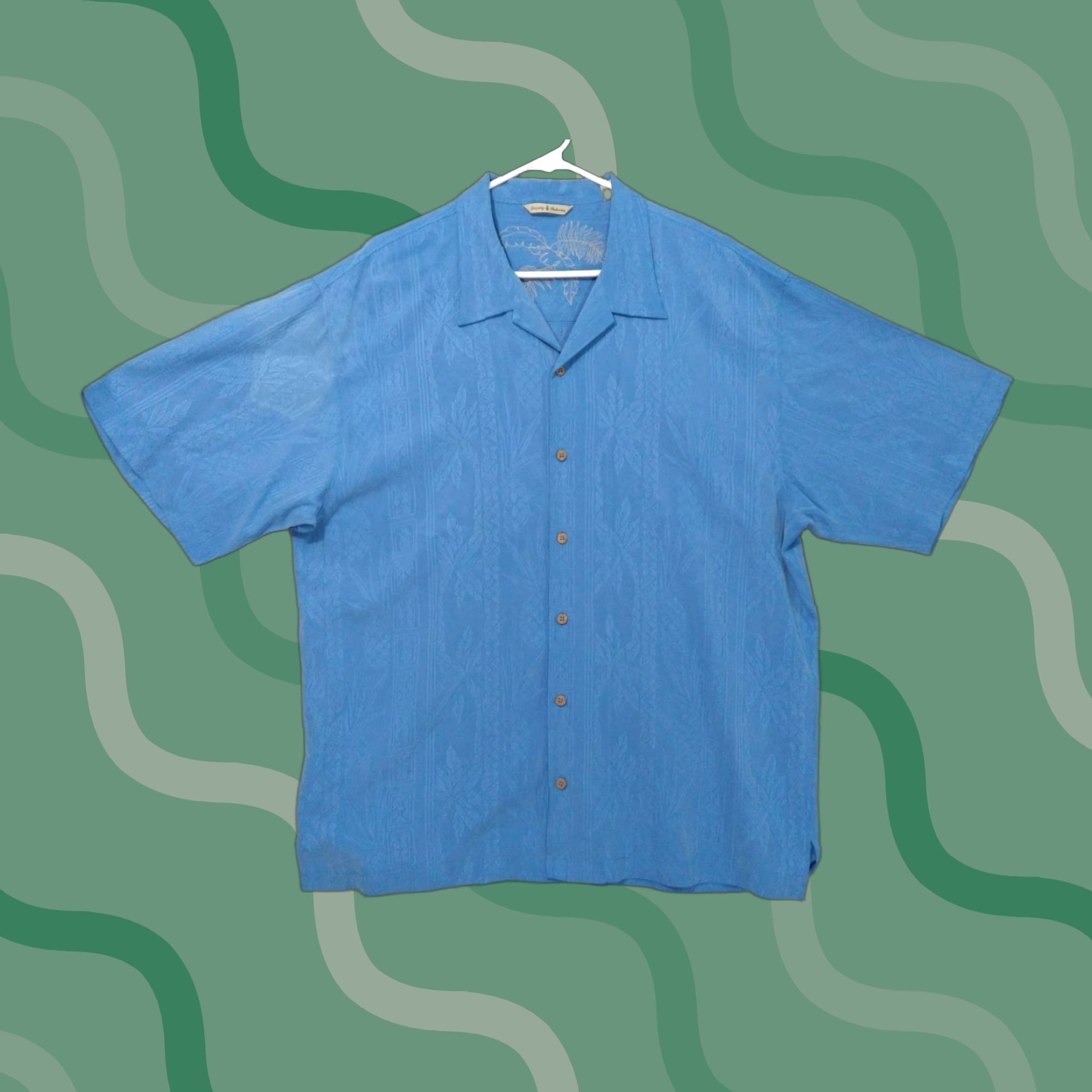 Tommy Bahama Tommy Bahama Shirt Mens 2XL Blue Silk Hawaiian Short Sleeve Button-Up Textured Shirt Size US XXL / EU 58 / 5 - 1 Thumbnail