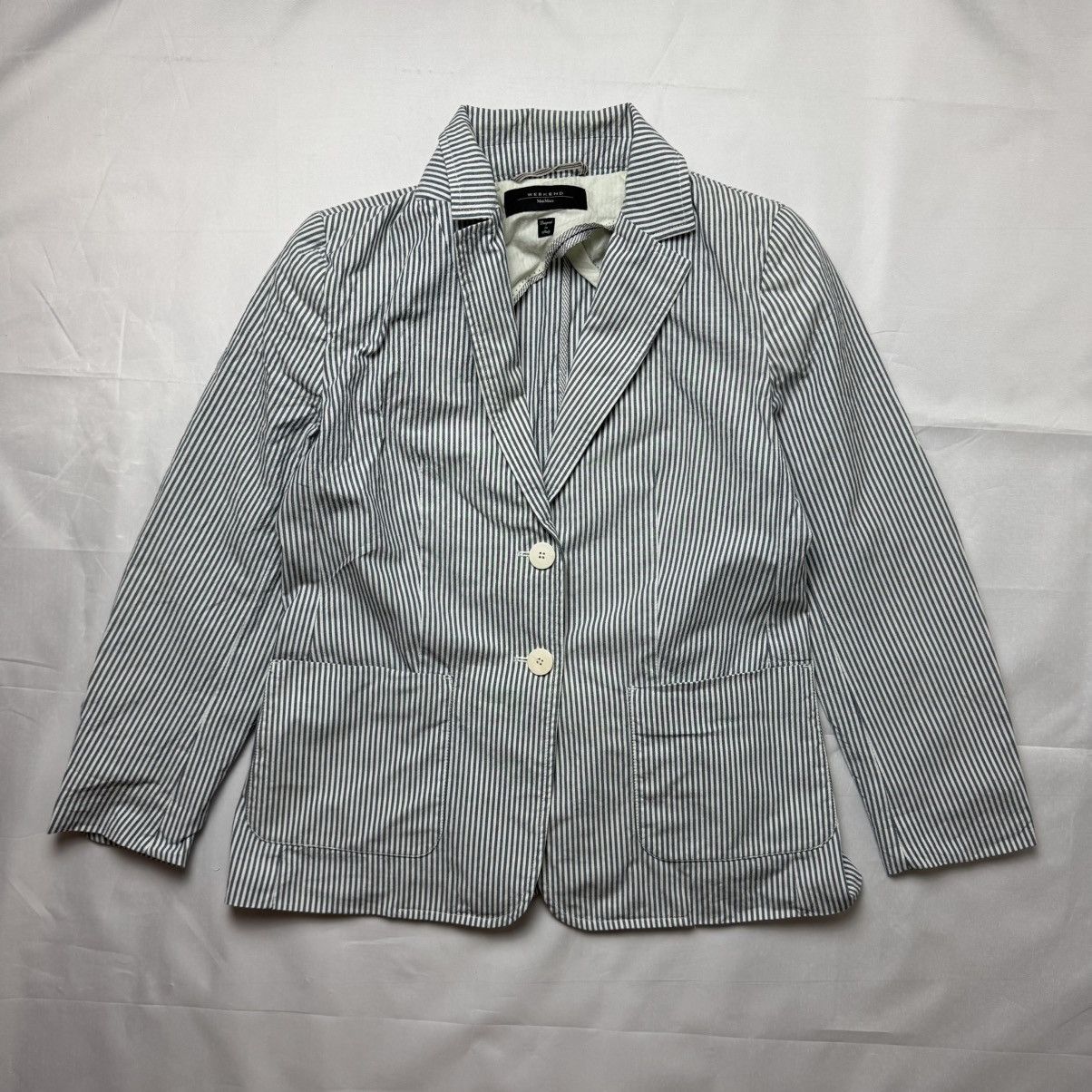 Weekend Max Mara Weekend Max Mara Striped Blazer Jacket Blue White Size 10 Size L / US 10 / IT 46 - 1 Thumbnail