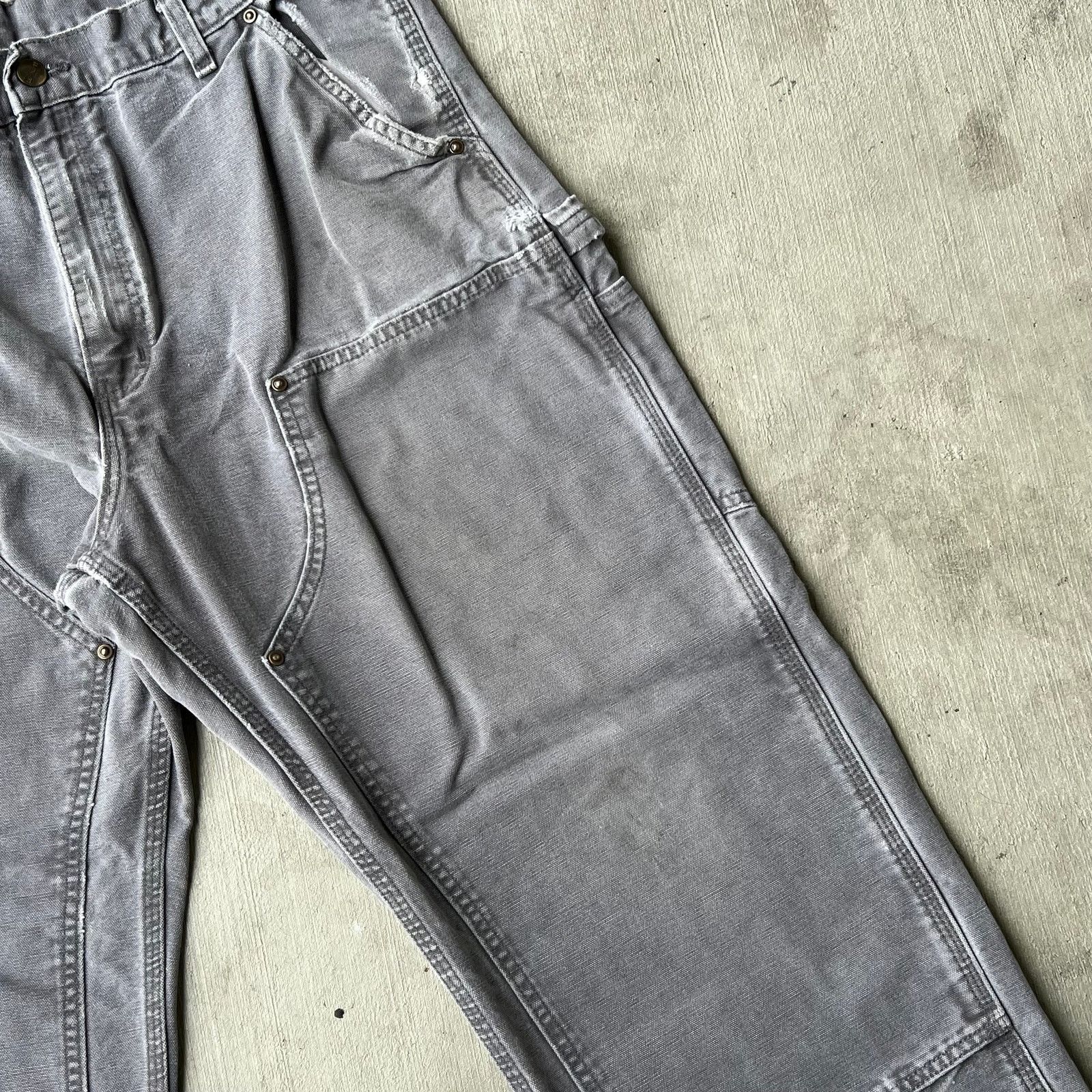 Carhartt × Vintage Carhartt faded gray double knee work wear carpenter pants Size US 35 - 4 Thumbnail