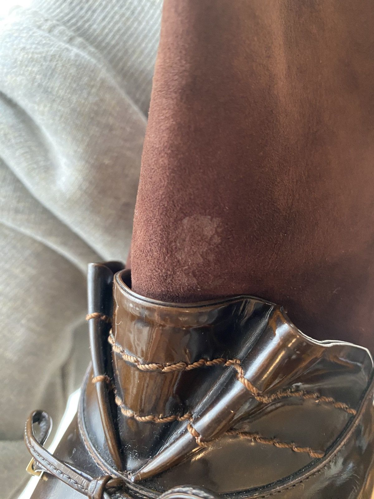 Marc Jacobs Marc Jacobs Brown Suede & Patent Ankle Boots Size US 8.5 / IT 38.5 - 9 Thumbnail