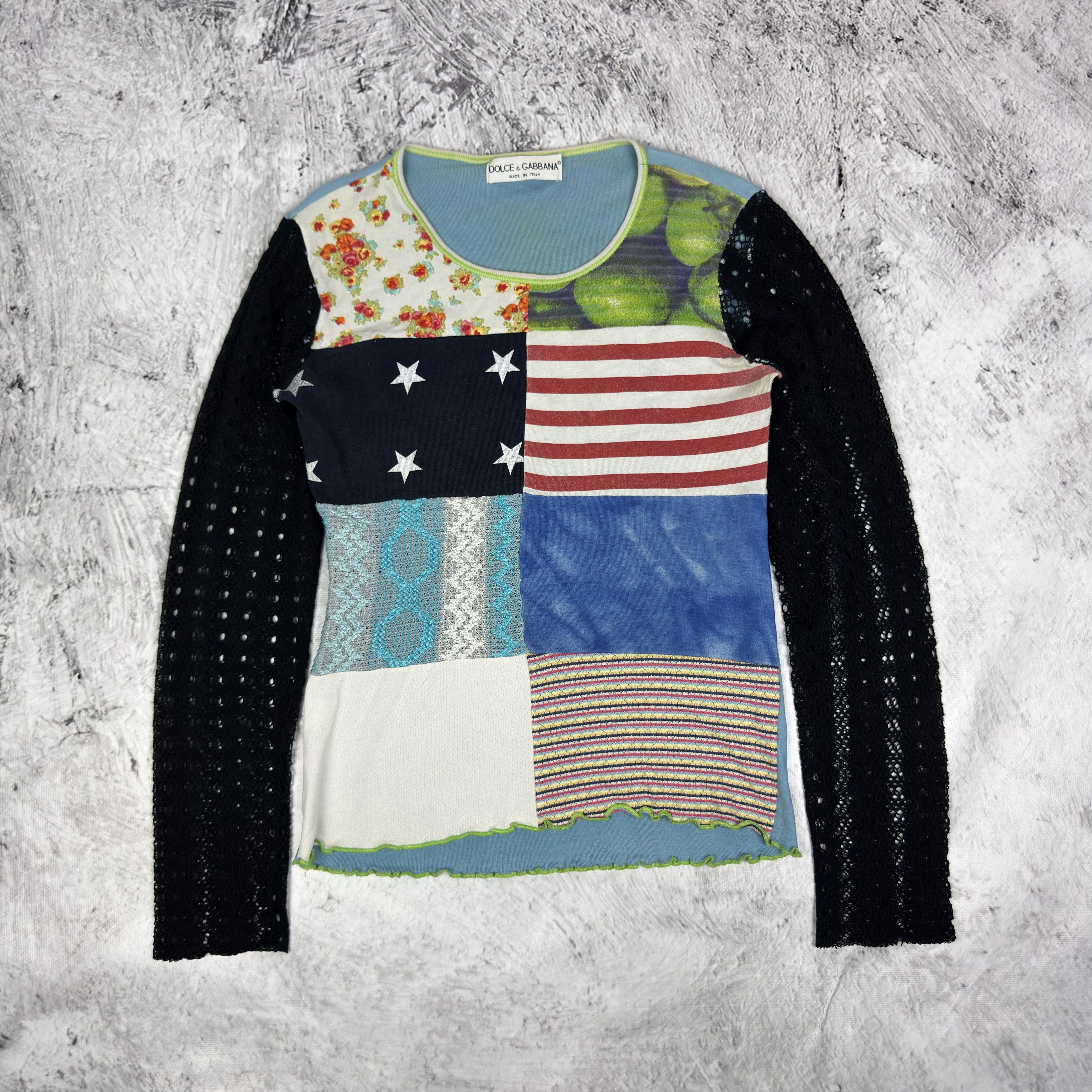 Dolce & Gabbana Dolce & Gabbana 1992 USA Flag Patchwork Longsleeve Size S / US 4 / IT 40 - 1 Thumbnail