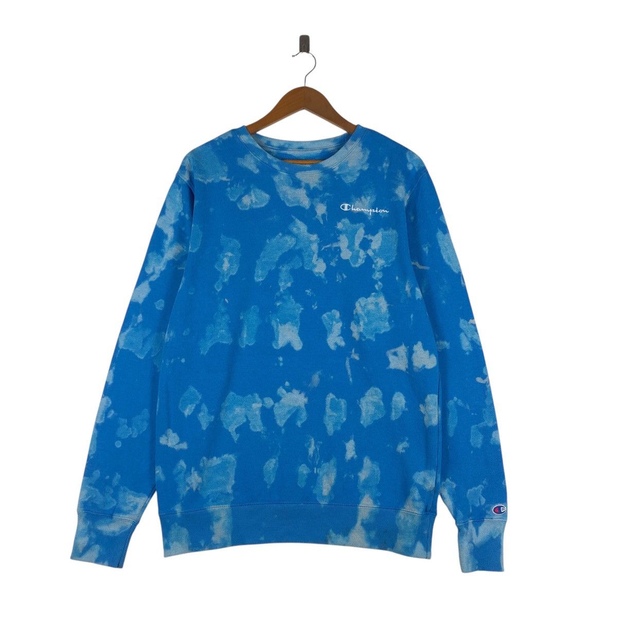 CHAMPION Rare Blue Tie Dye Sweatshirt