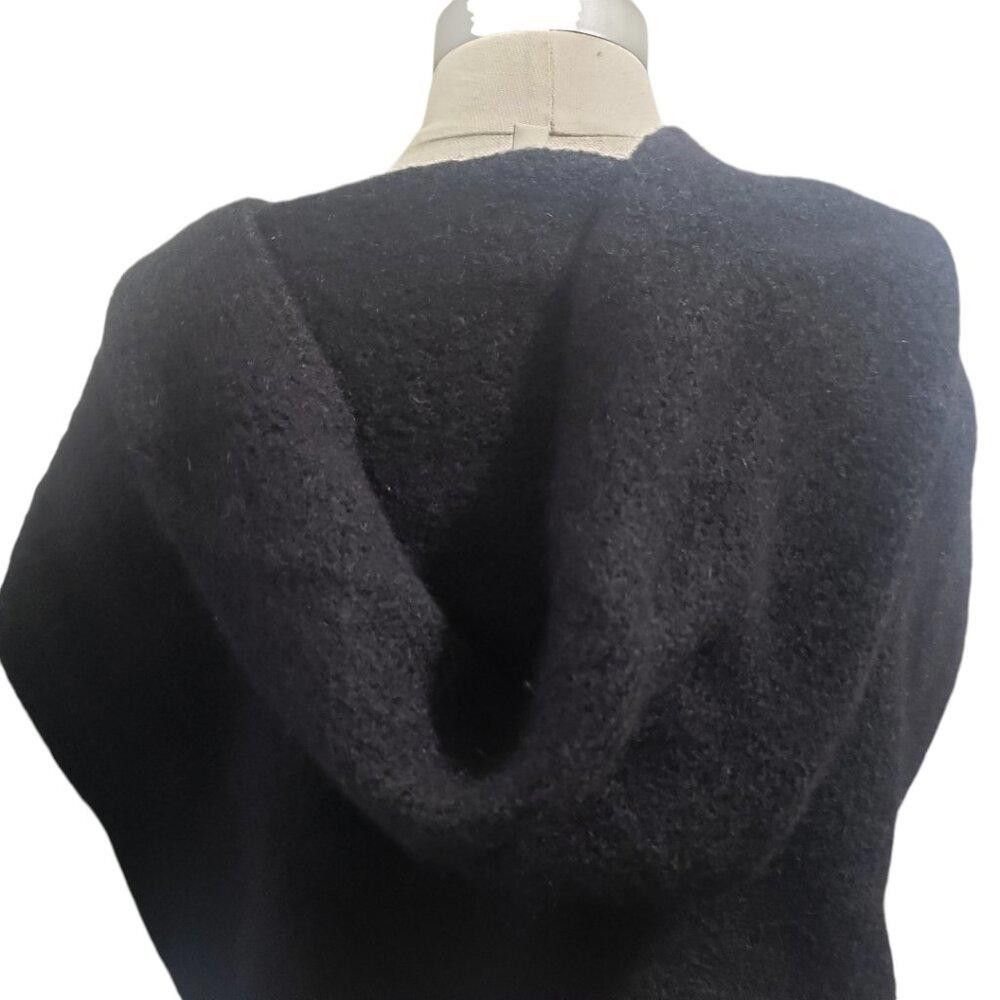 Designer CT1967 Black Hooded Alpaca Hooded Shrug L/XL Size L / US 10 / IT 46 - 4 Thumbnail