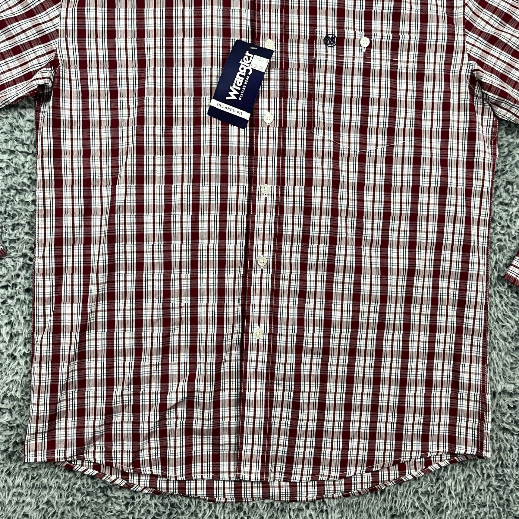 Wrangler Wrangler Shirt Mens Red White Plaid Western Button-Up Casual, Formal, Wedding, Cowboy Theme, M Size US M / EU 48-50 / 2 - 6 Thumbnail