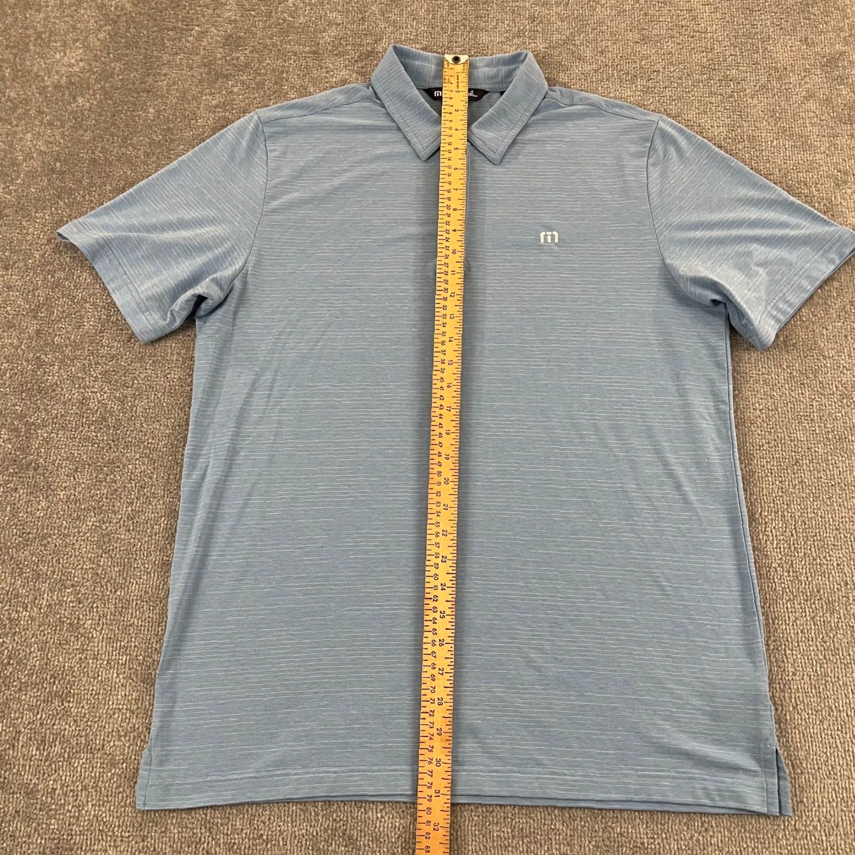 TravisMathew Travis Mathew Polo Shirt Mens Large Blue Striped Golf Performance Casual Sport Size US L / EU 52-54 / 3 - 4 Thumbnail