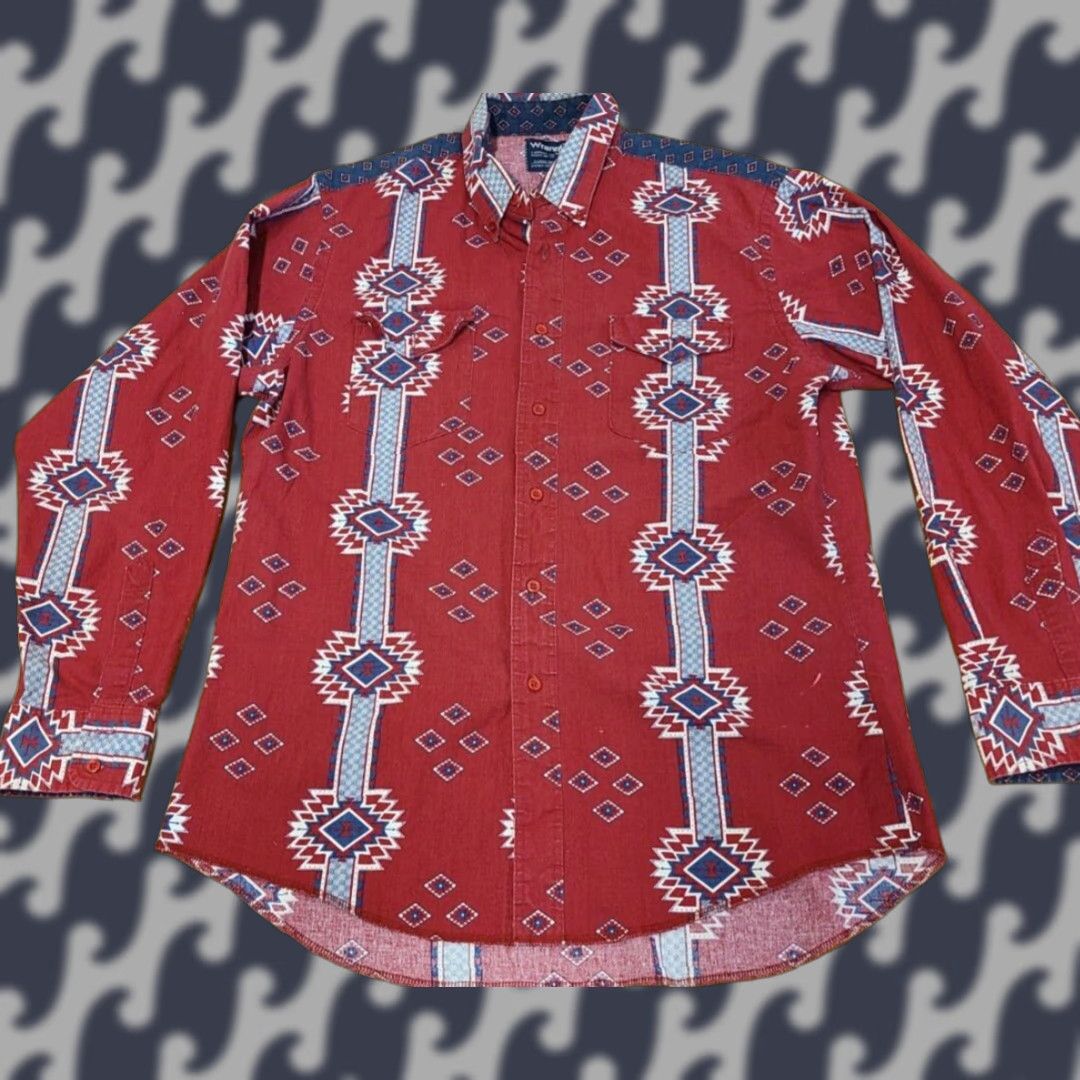 Wrangler VINTAGE Wrangler Western Shirt Cowboy Cut 16.5 x 35 X-Long Tails Aztec Print Shirt Mens Size US XL / EU 56 / 4 - 1 Thumbnail