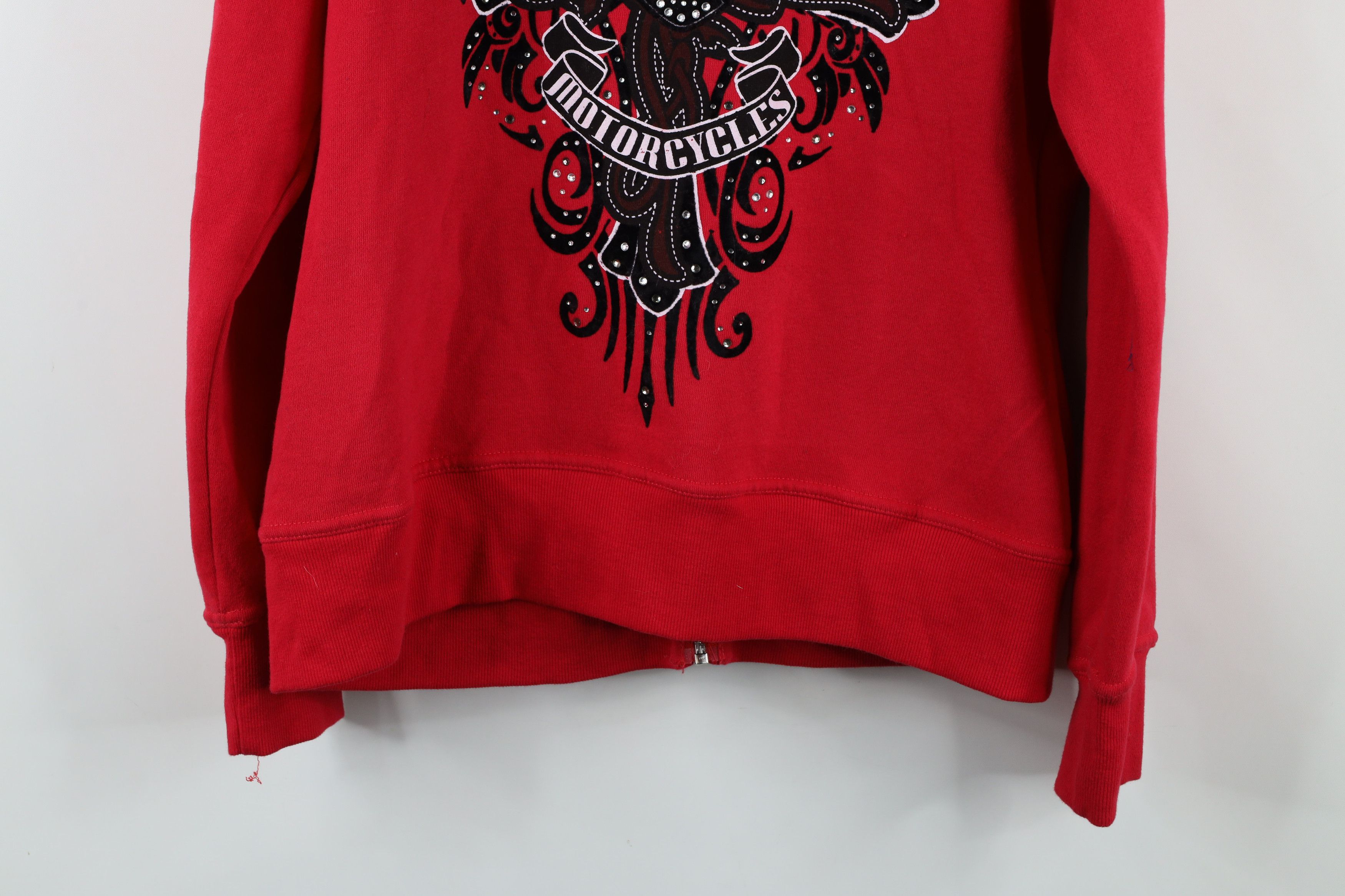 Harley Davidson × Vintage Vintage Y2K Harley Davidson Rose Sequin Full Zip Hoodie Size L / US 10 / IT 46 - 15 Thumbnail