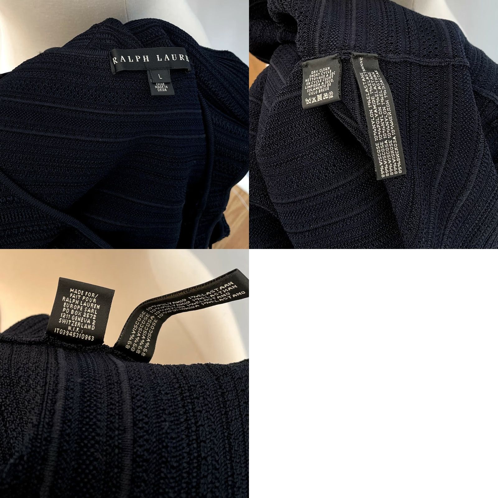 Ralph Lauren Ralph Lauren Black Label Navy Blue Textured Knit Dress Fit & Flare Size L Women Sleeveless Scoop Neck Pullover Party Cocktail Short Dress Size L / US 10 / IT 46 - 8 Thumbnail