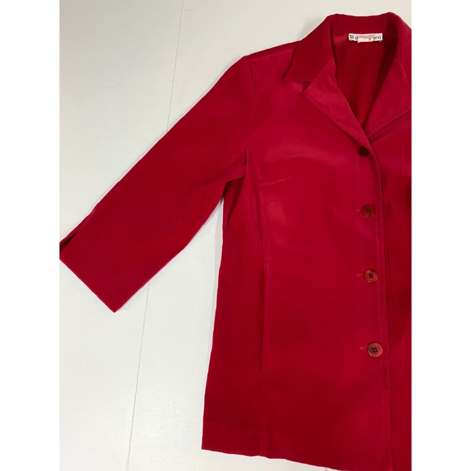 Vintage Dressbarn Womens Blazer 6 Red Four-Button Jacket Notch Lapel Wool Blend Single-Breasted Modern Tuxedo Business Casual Fall Winter Womens Size 6 Red Size M / US 6-8 / IT 42-44 - 3 Thumbnail