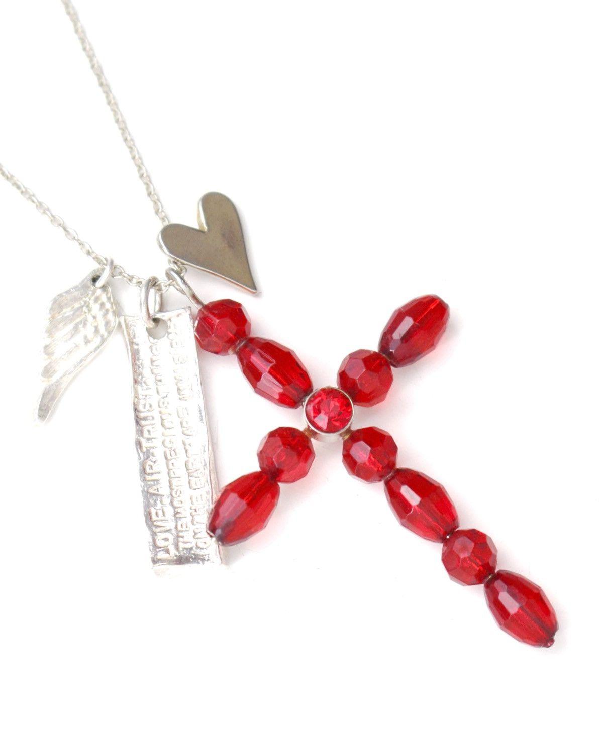 Vintage 2000S KAZA JAPAN RED CRYSTAL CROSS NECKLACE Size ONE SIZE - 3 Thumbnail
