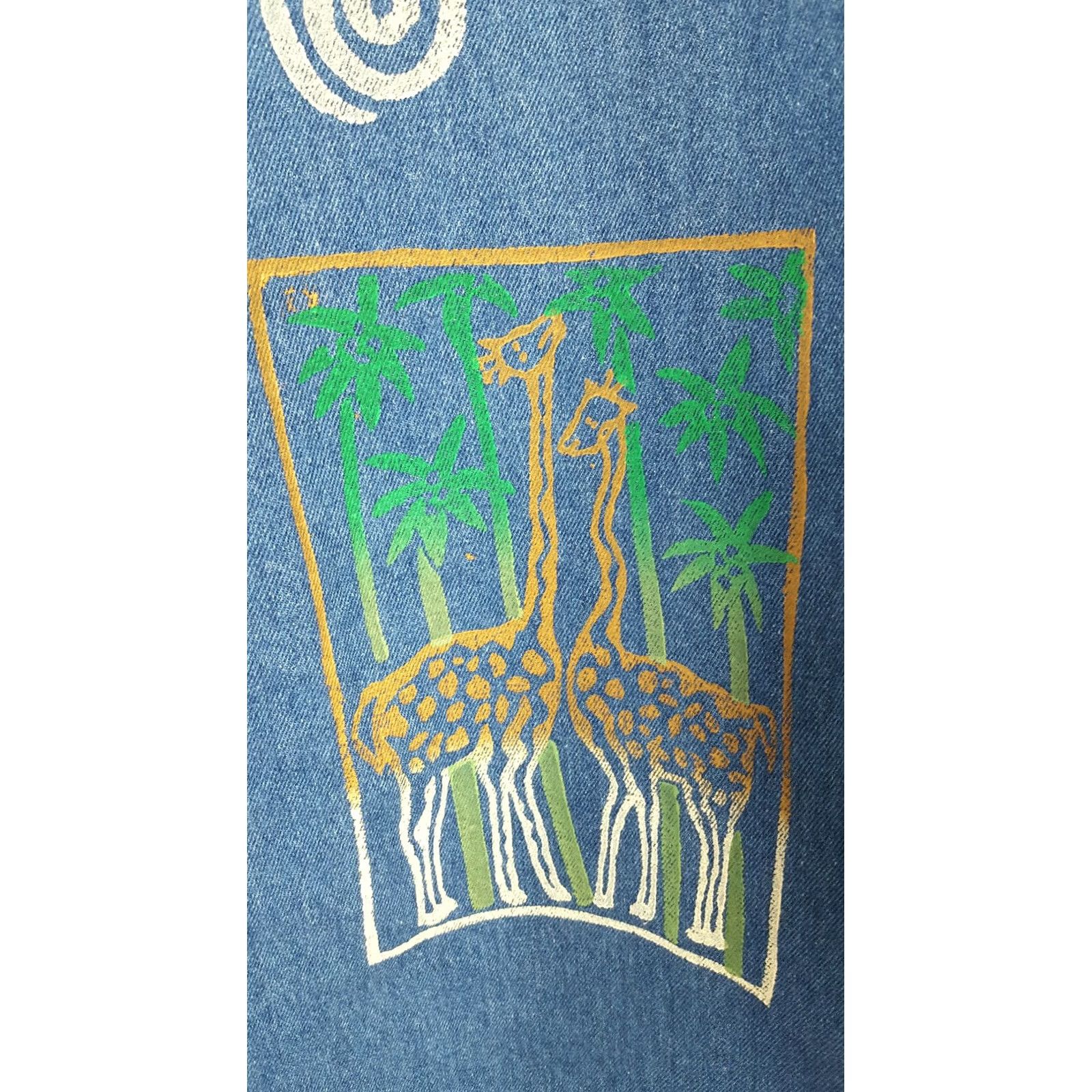 Folk VINTAGE Art Denim Long Sleeve Dress Womens L USA Made Blue 51 in Collared Button Retro Tribal Folk Art Casual Size L / US 10 / IT 46 - 4 Thumbnail