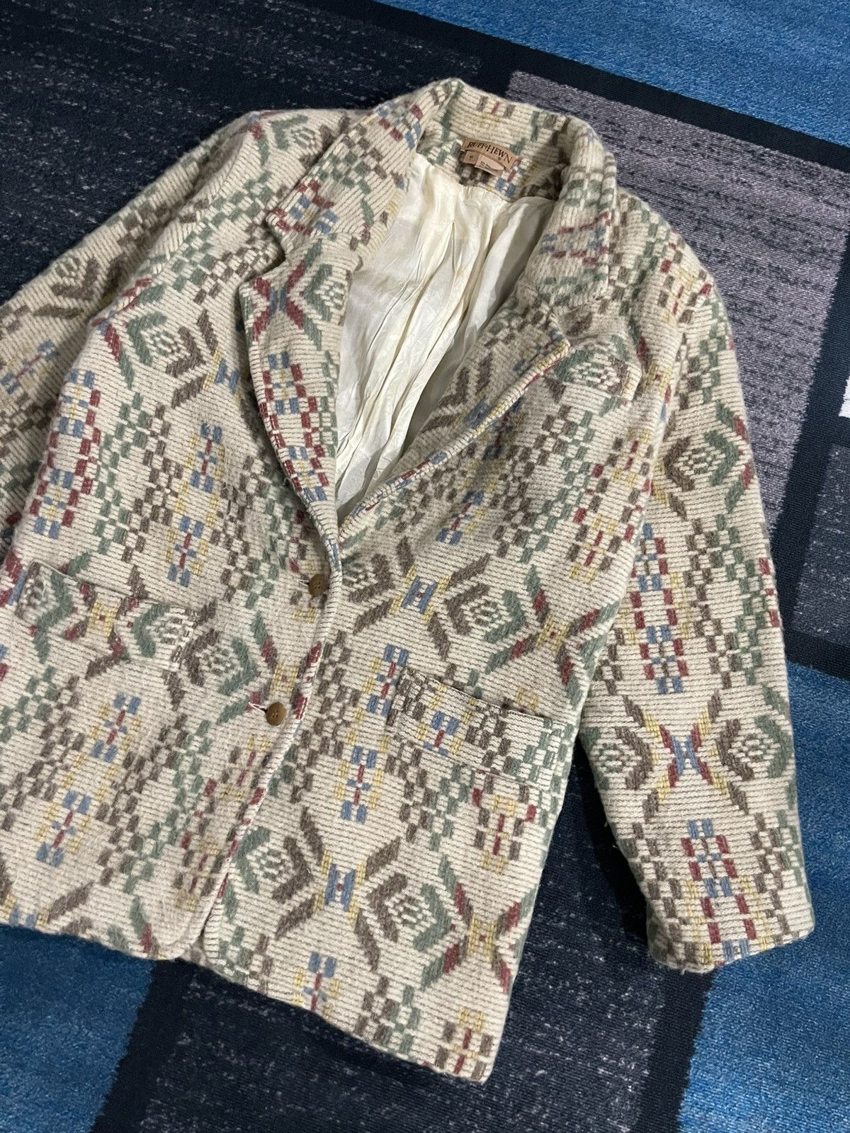 Vintage Vintage Ruff Hewn Abstract Aztec Wool Style Blazer Size US L / EU 52-54 / 3 - 4 Thumbnail