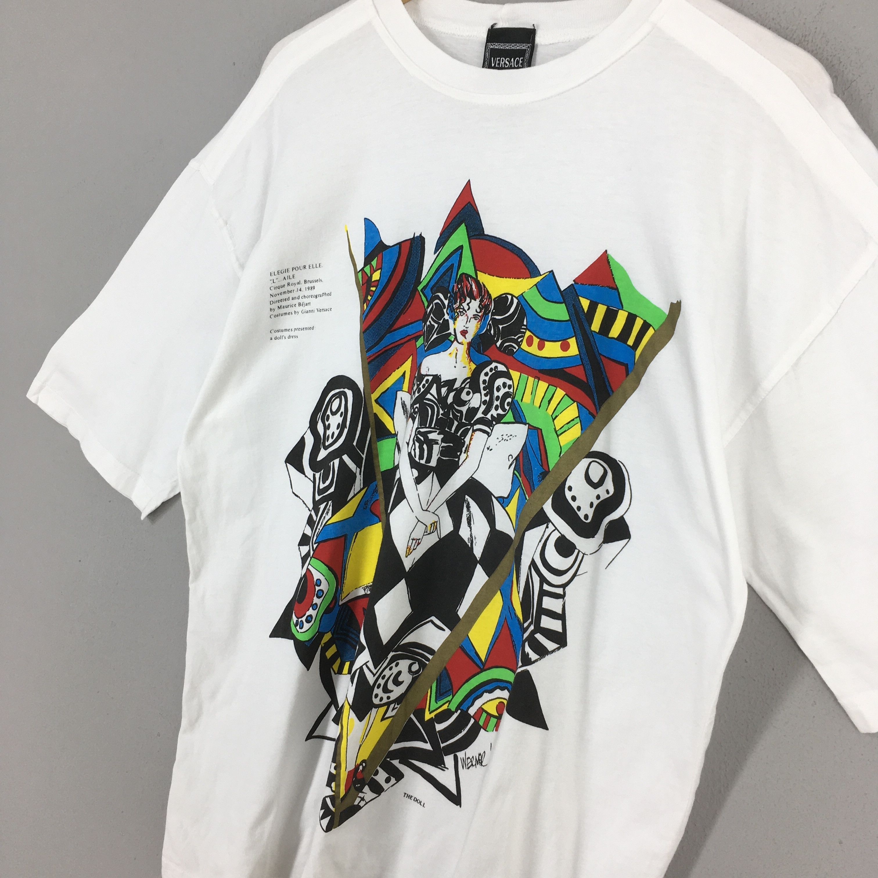 Versace Vintage 90s Versace Jeans Couture Werner White Tshirt Large Size US L / EU 52-54 / 3 - 3 Thumbnail