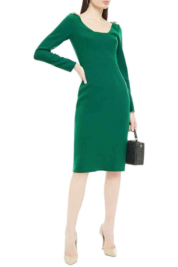 Dolce & Gabbana o1y0825 Midi Dress in Emerald Green Size XS / US 0-2 / IT 36-38 - 2 Thumbnail