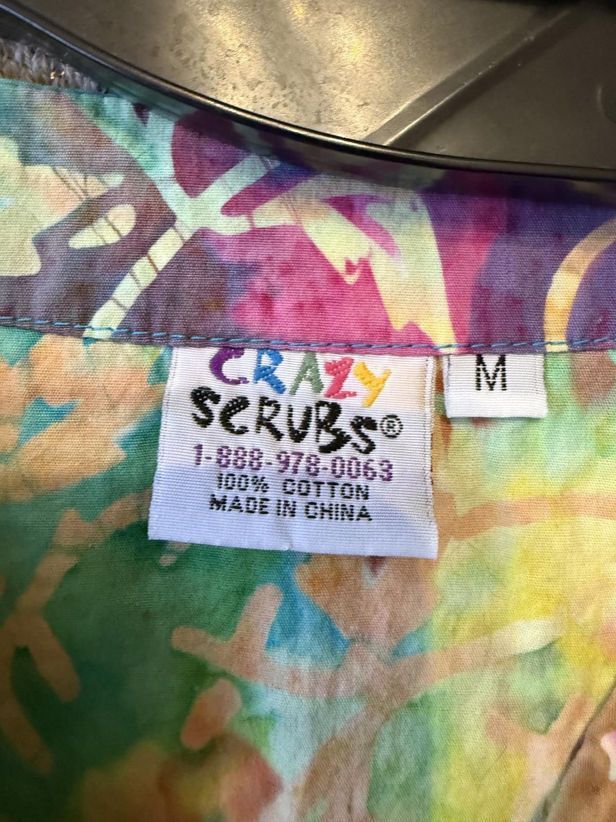 Other Crazy Scrubs Multicolor Floral Print Cotton Scrub Top Medium Size M / US 6-8 / IT 42-44 - 2 Thumbnail