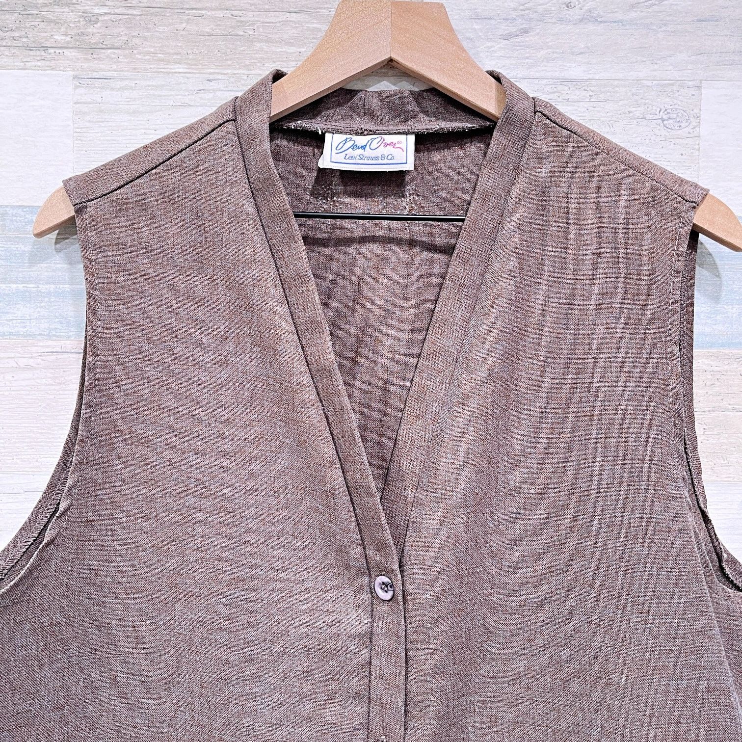 Vintage Bend Over Levi Strauss VTG 70s Vest Skirt Suit Brown USA Size 34" / US 12 / IT 48 - 3 Thumbnail