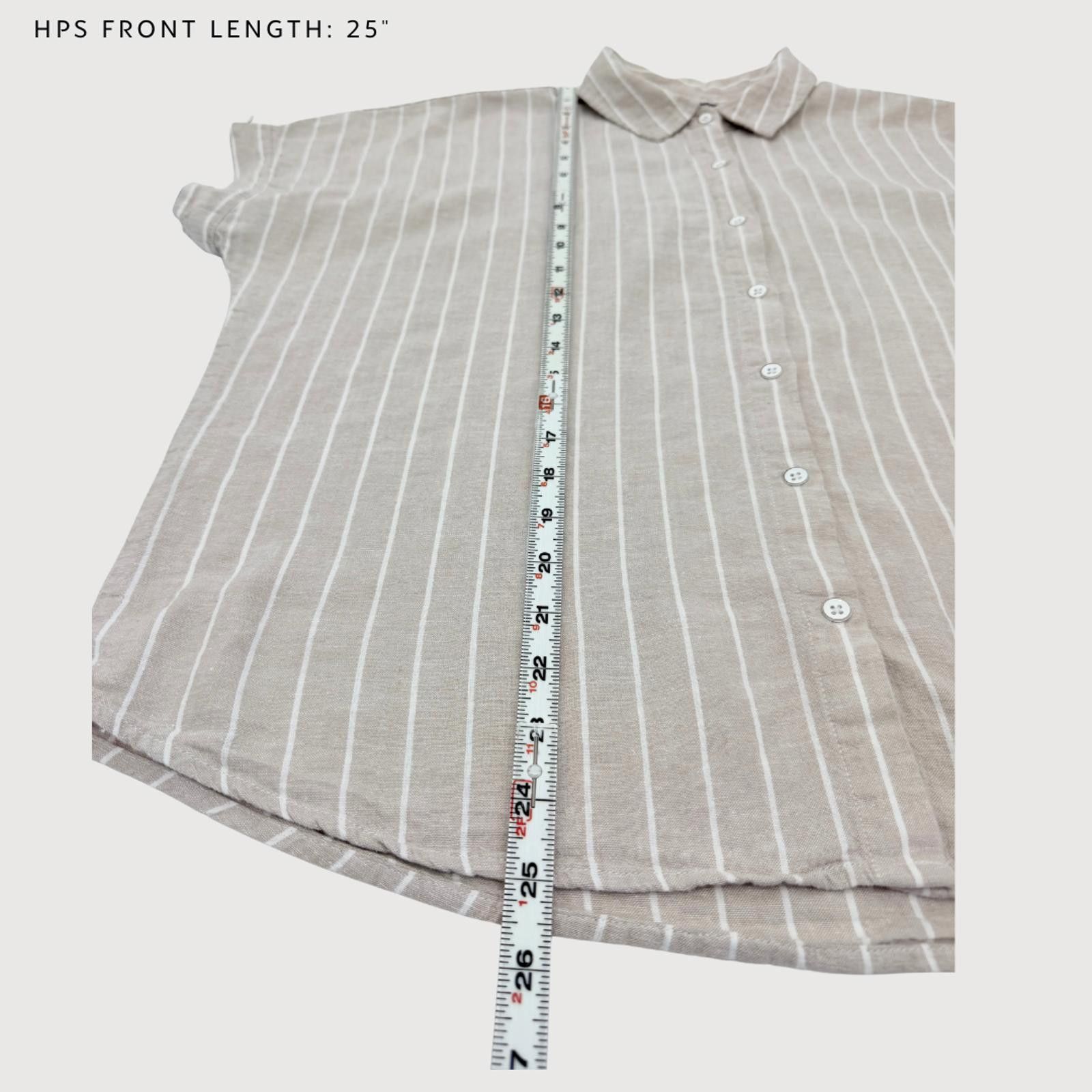 Splendid Splendid Linen Button Front Shirt Beige Stripe S Size S / US 4 / IT 40 - 8 Thumbnail