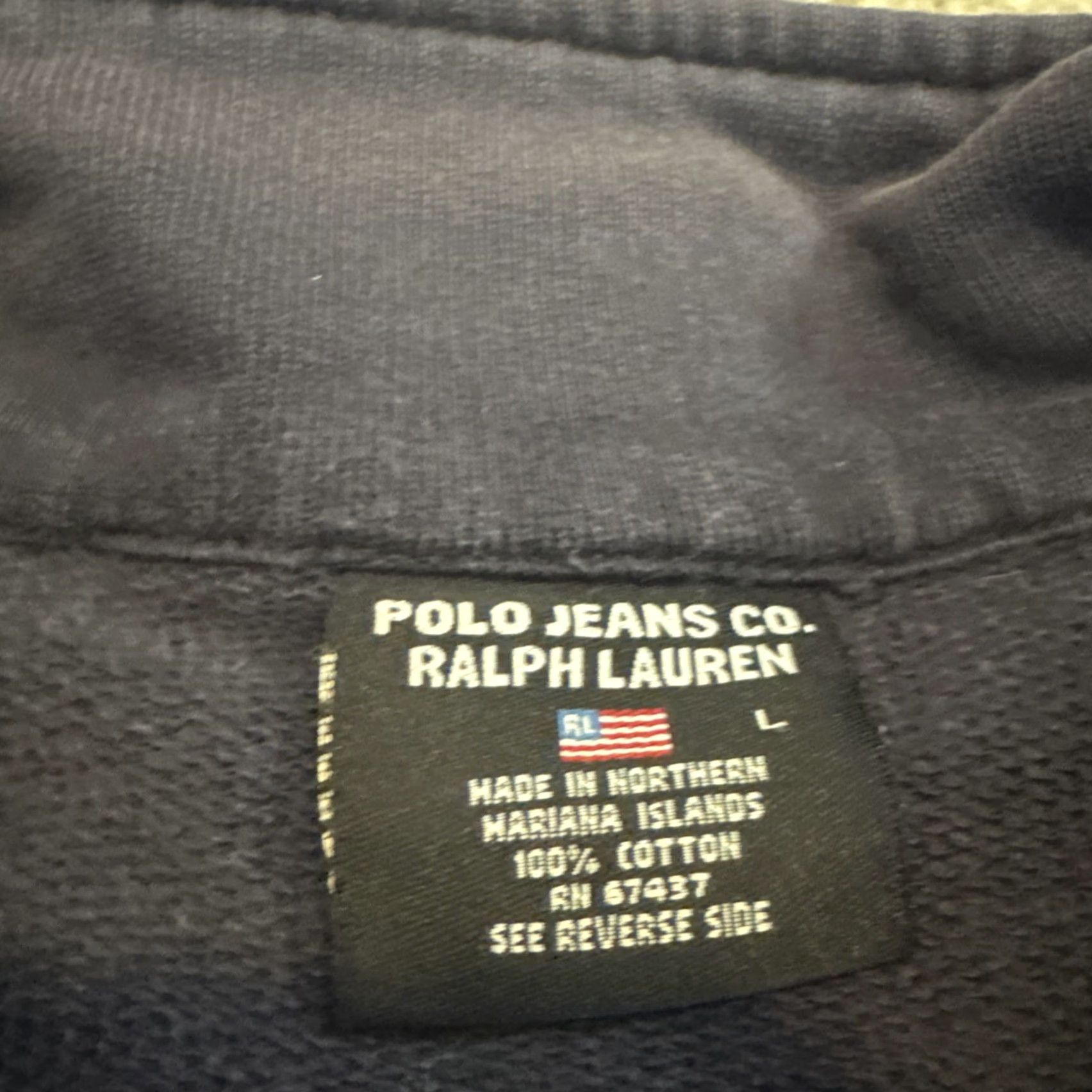 Polo Ralph Lauren Vintage Ralph Lauren Polo Jeans Blue Quarter Zip Sweatshirt Large 90s Mens Size US L / EU 52-54 / 3 - 5 Thumbnail