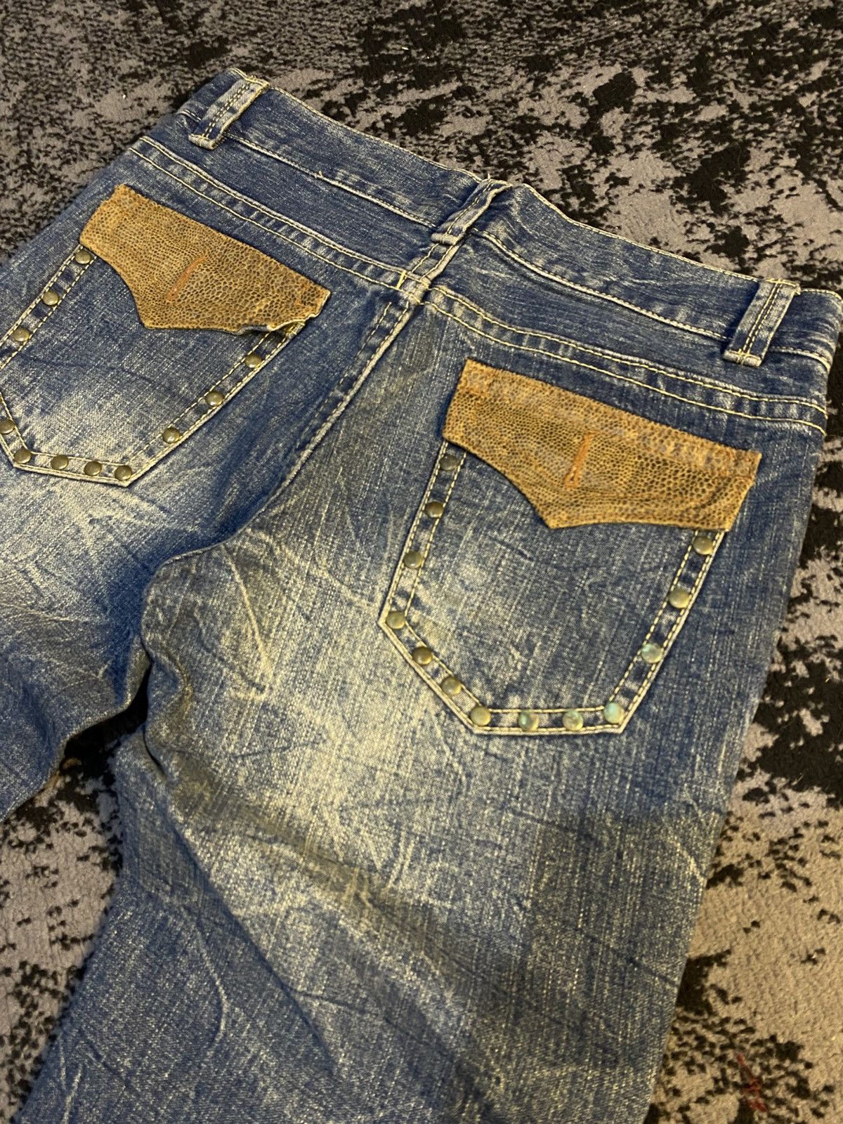 Tornado Mart 2000s Flared Studded Ozz First Japan Distressed Jeans 🔥 Size US 31 - 12 Thumbnail