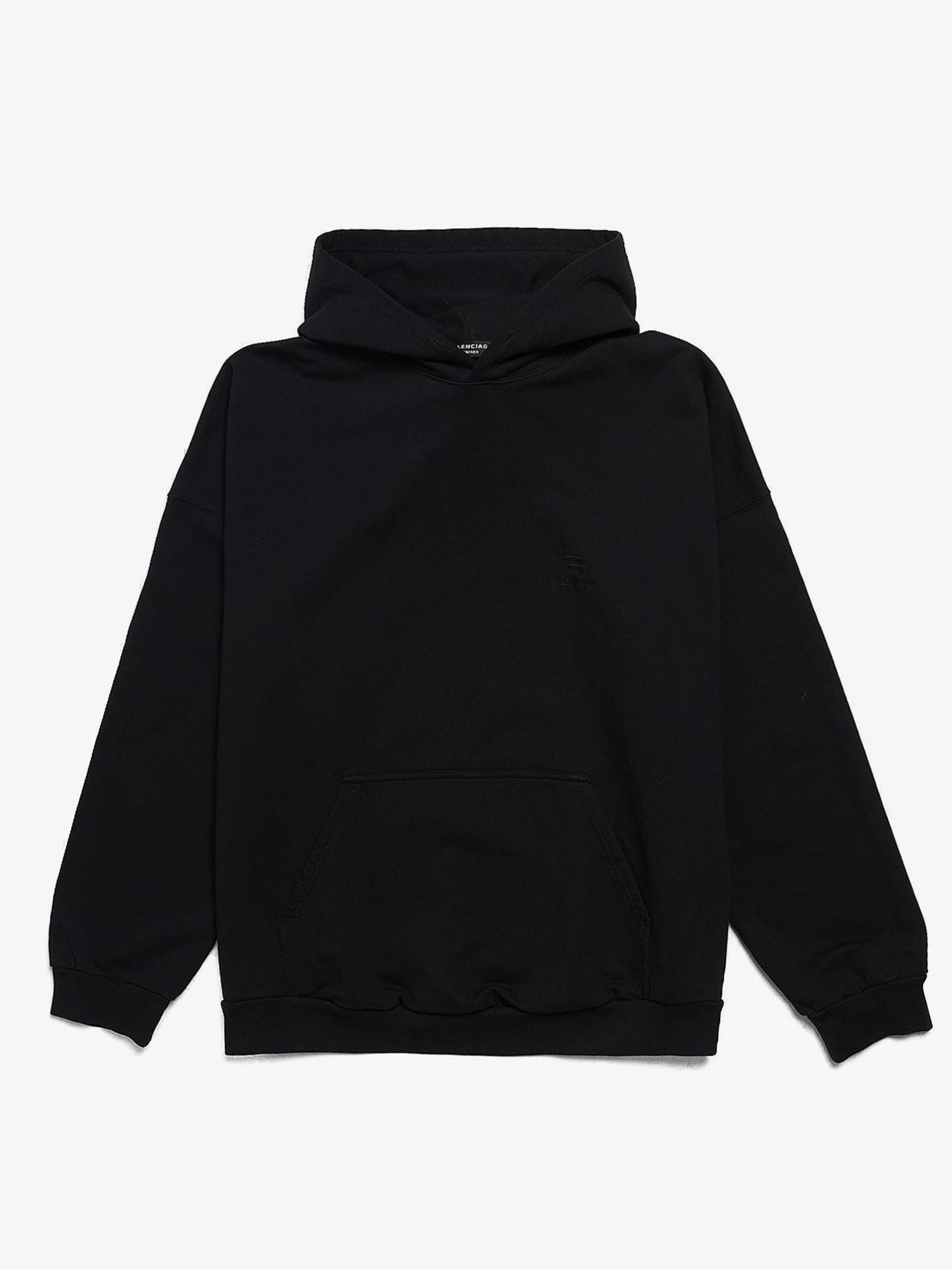 image of Balenciaga Black Apparel Rentals Printed Oversized Cotton Hoodie, Men's (Size Medium)