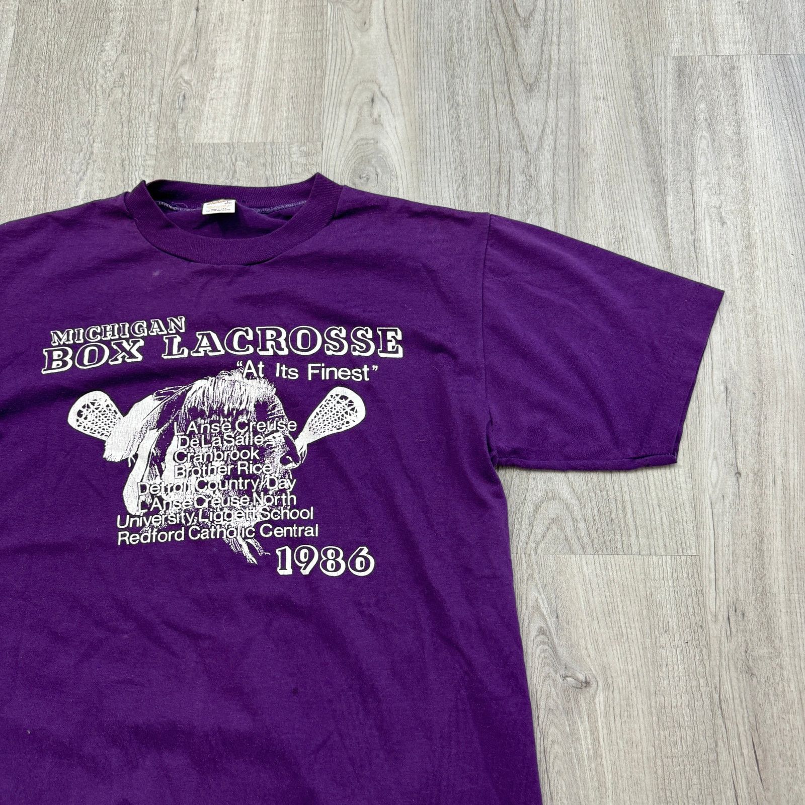 Vintage Vintage Michigan Box Lacrosse Shirt Men's Large 1986 80s Size US L / EU 52-54 / 3 - 2 Thumbnail