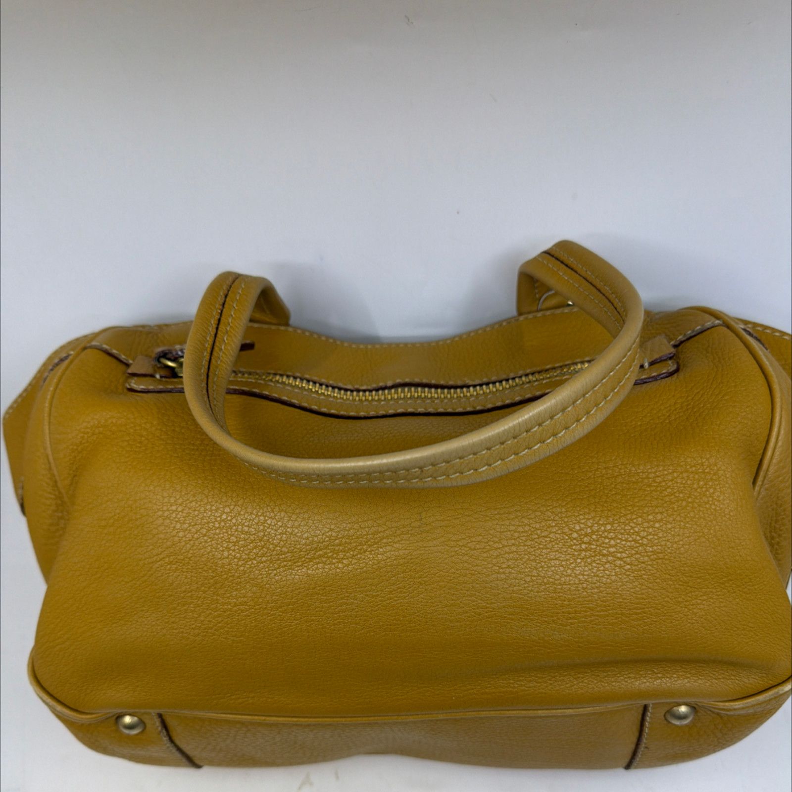 Prada Prada Mustard Yellow Pebbled Leather Satchel Handbag Size ONE SIZE - 2 Thumbnail