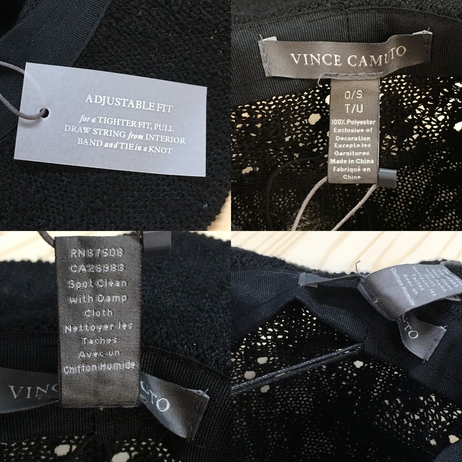Vince Camuto Vince Camuto Panama Hat Womens Black One Size Adjustable Polyester Panama Hat Ladies Black One Size Size ONE SIZE - 8 Thumbnail