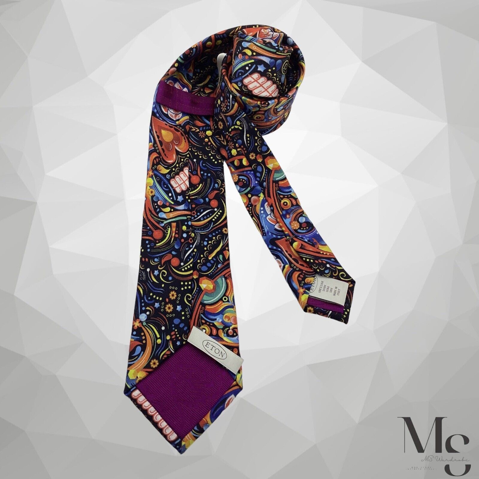 Eton ETON Multicolor Art Print Luxury Silk Tie Made in Italy W: 2 Size ONE SIZE - 2 Thumbnail