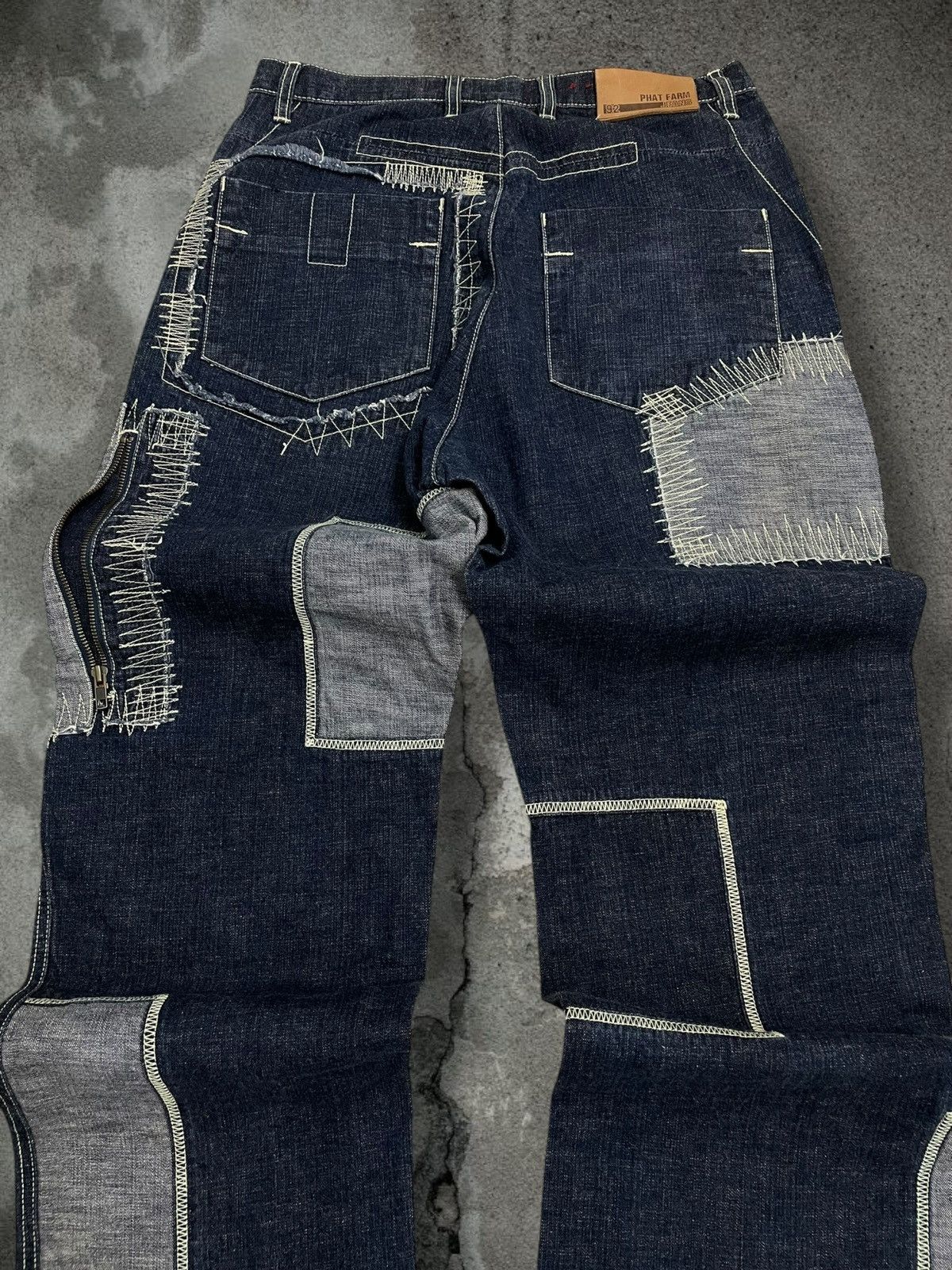 Japanese Brand Vintage 1990s Japan Designer Phat Farm Patchwork Denim Size US 32 / EU 48 - 12 Thumbnail