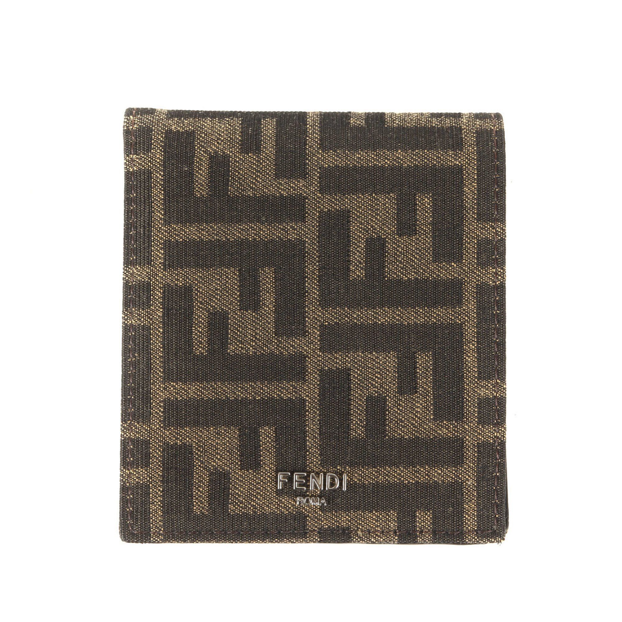 Fendi FENDI Zucca Jacquard Canvas Leather Billfold (7M0169 ALWK) Brown Beige Black Wallet Size ONE SIZE - 1 Thumbnail