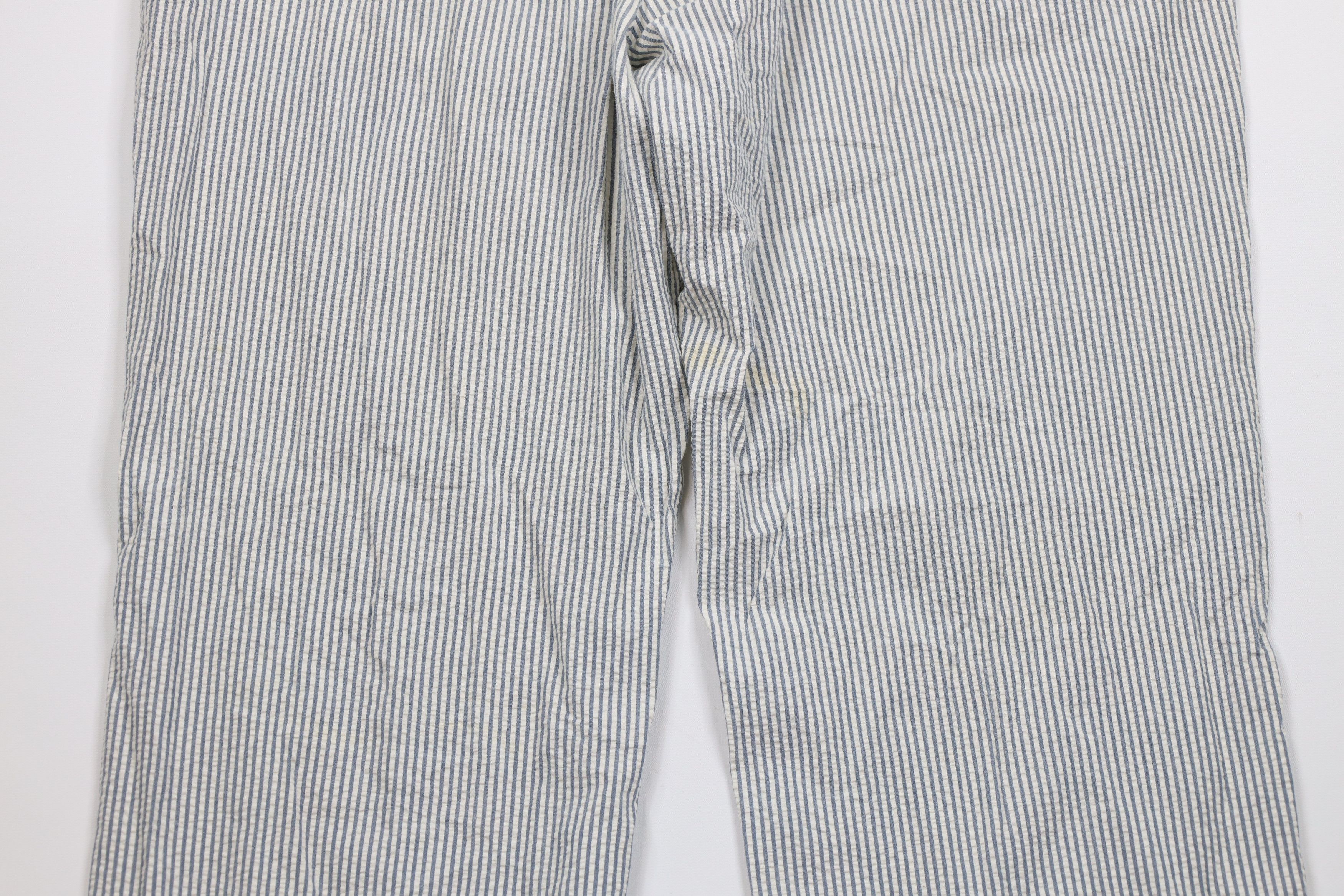 J.Crew × Vintage Vintage 90s J Crew Seersucker Wide Leg Chino Pants Size US 38 / EU 54 - 14 Thumbnail