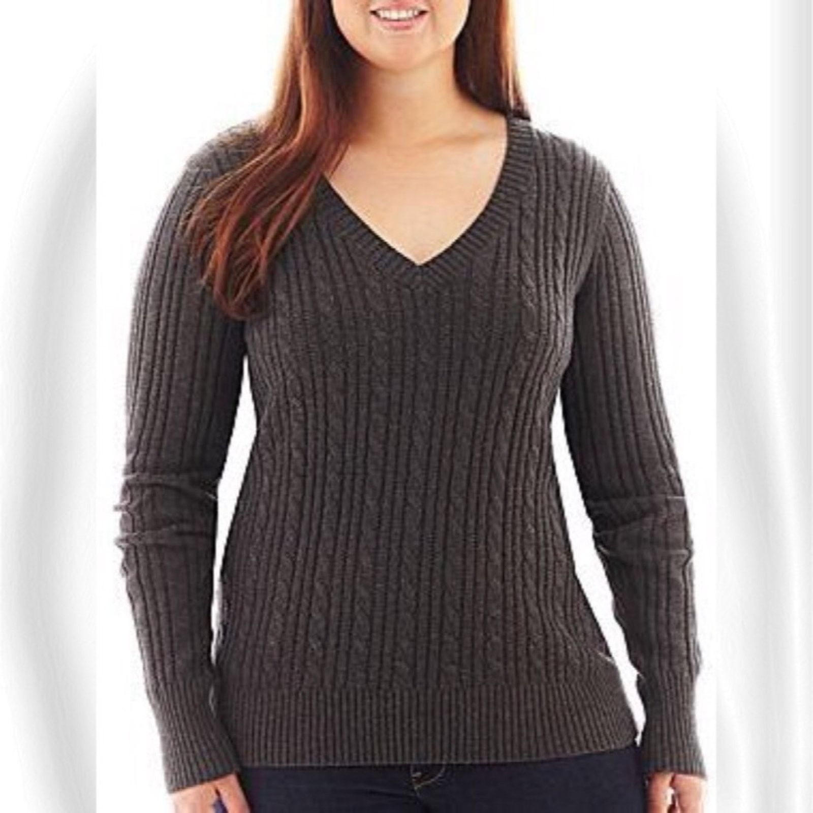 Other NWT Arizona Jean Charcoal Gray Cable Knit Sweater Size L / US 10 / IT 46 - 1 Thumbnail