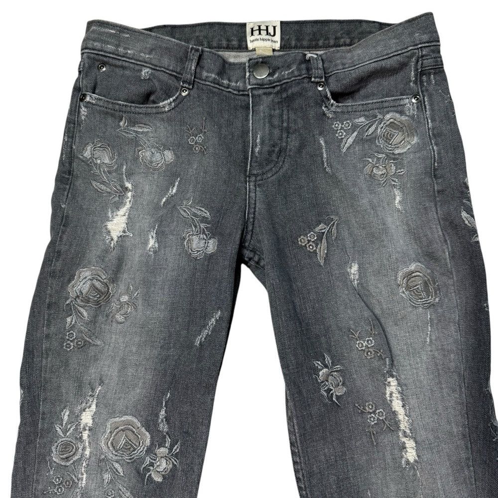 Haute Hippie Haute Hippie Floral Embroidered Grey Jeans Size 26 Size 26" / US 2 / IT 38 - 2 Thumbnail