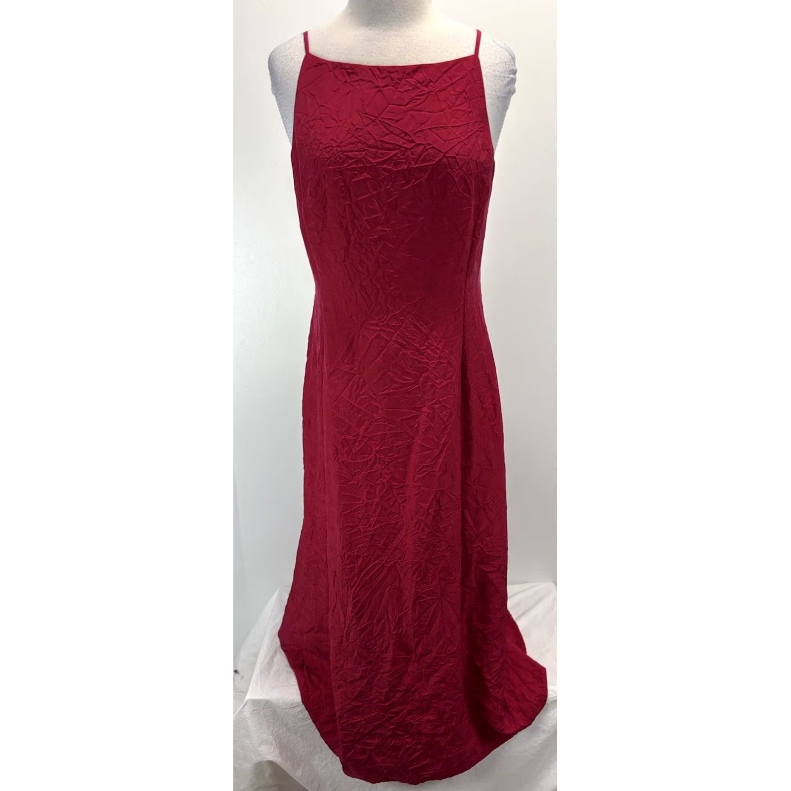 Vintage VINTAGE INC 100% Silk Maxi Dress Gown Women’s 12 Red Crinkled Silk Whimsigoth Fairy Dress Size XL / US 12-14 / IT 48-50 - 2 Thumbnail