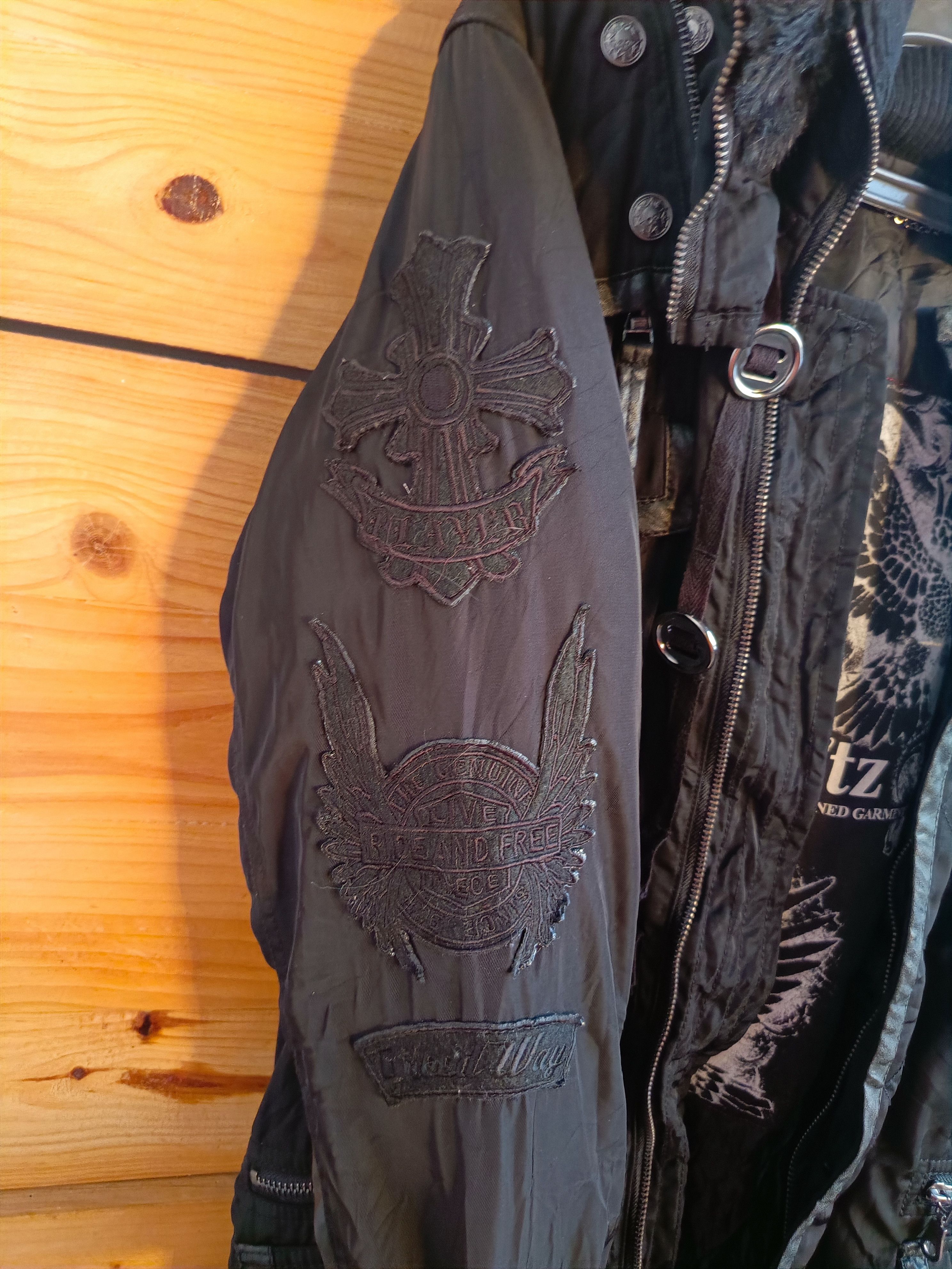 Yasuyuki Ishii Glitz LeatherxParachute BONDAGE FUR HOODED 2 ZIP GOTHIC PUNK Size US M / EU 48-50 / 2 - 16 Thumbnail