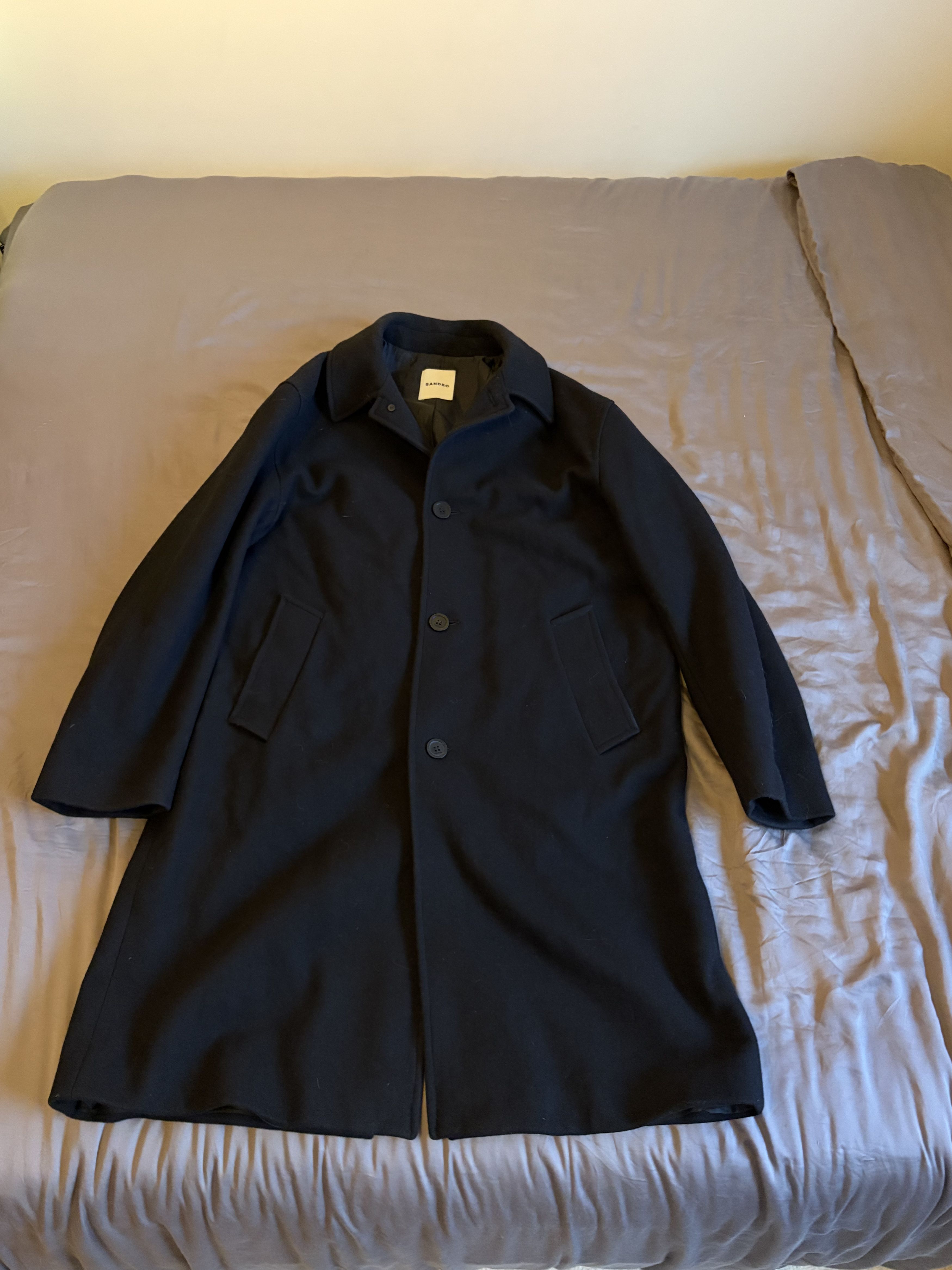 Sandro Sandro Wool Cashmere Balmacaan Overcoat Size US L / EU 52-54 / 3 - 1 Thumbnail