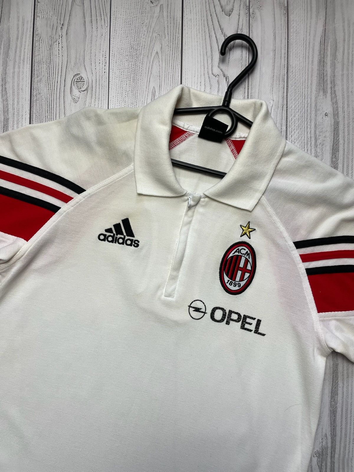 Vintage Vintage adidas AC Milan soccer polo Opel white rare size S Size US S / EU 44-46 / 1 - 2 Thumbnail