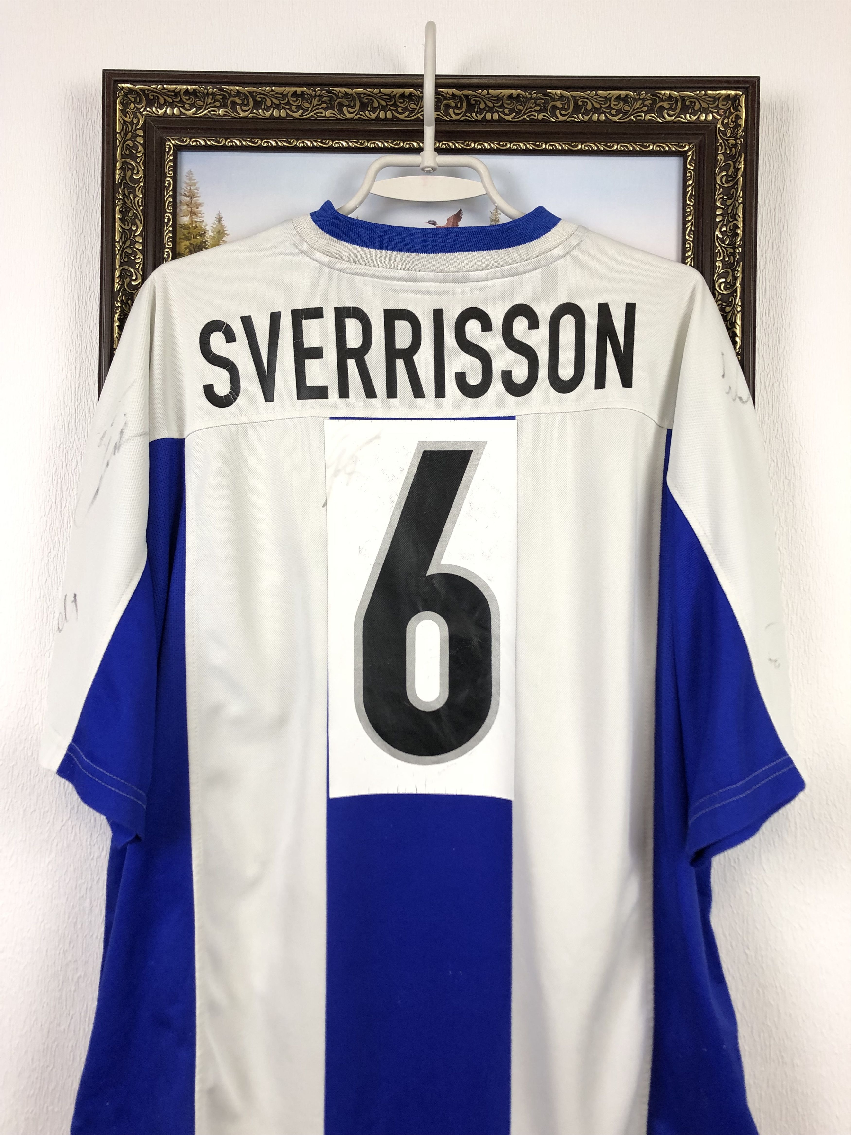 Nike Hertha football shirt 1999 Nike #6 Sverrisson Jersey Signed Size US XL / EU 56 / 4 - 2 Thumbnail