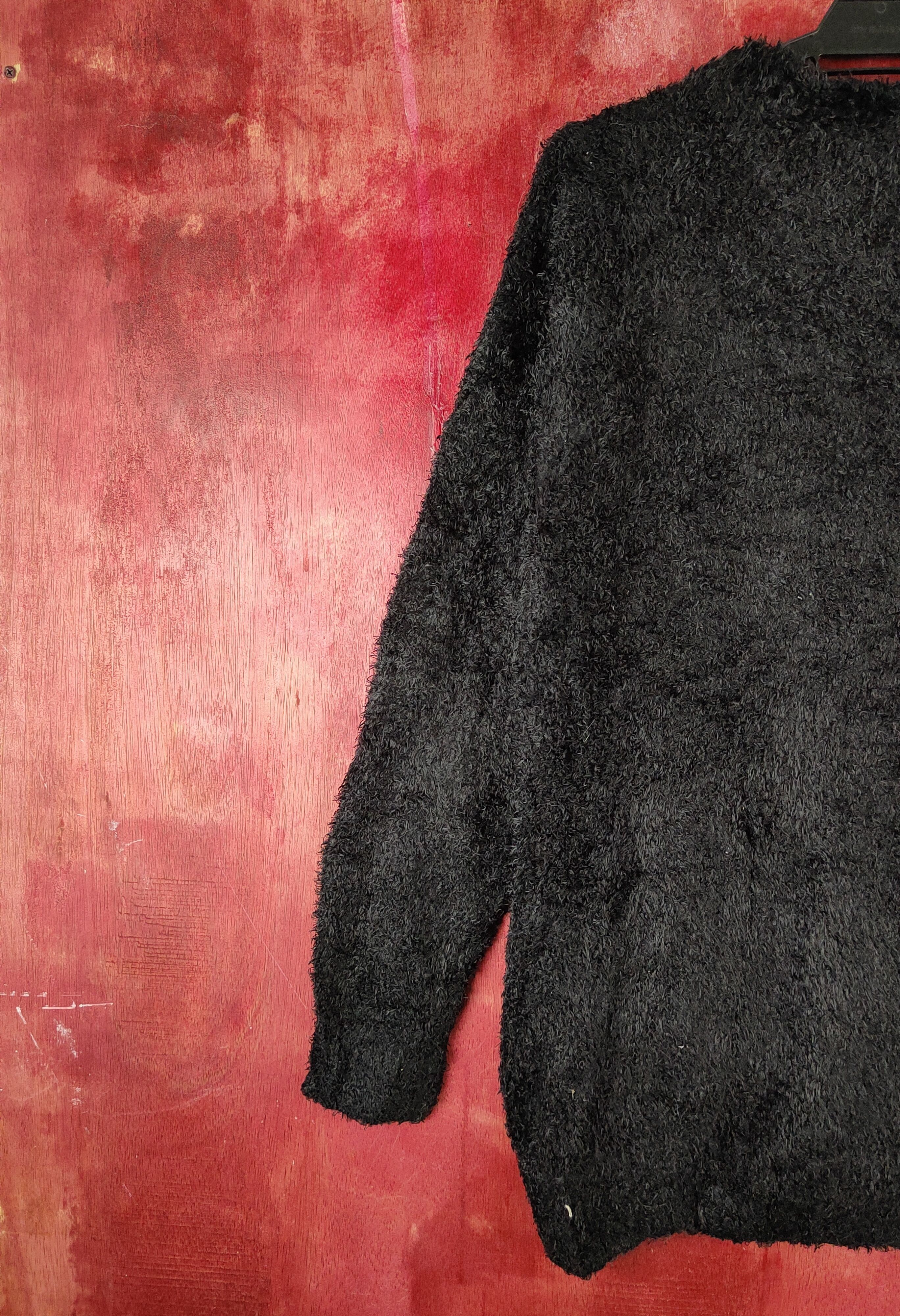 Homespun Knitwear Cinema Club Black Fur Mohair Knitwear Cardigan #S2179 Size US L / EU 52-54 / 3 - 9 Thumbnail