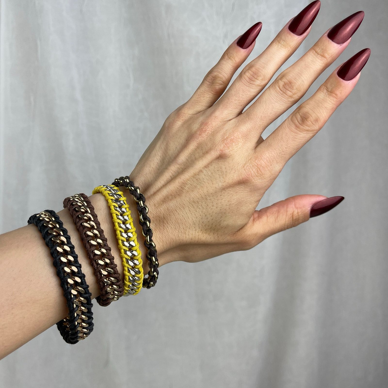 Other Chain Link Braided Bracelets Gold Silver Black Brown Yellow Size ONE SIZE - 1 Thumbnail