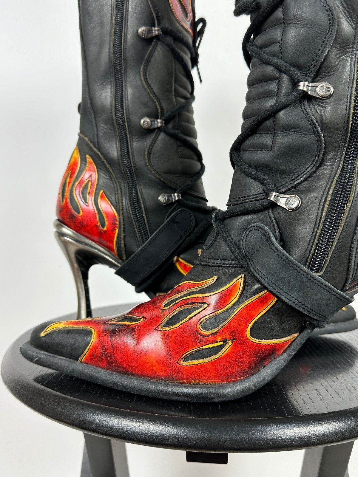 New Rock New Rock Flames Leather Heels Boots Y2K Size US 9 / IT 39 - 20 Thumbnail