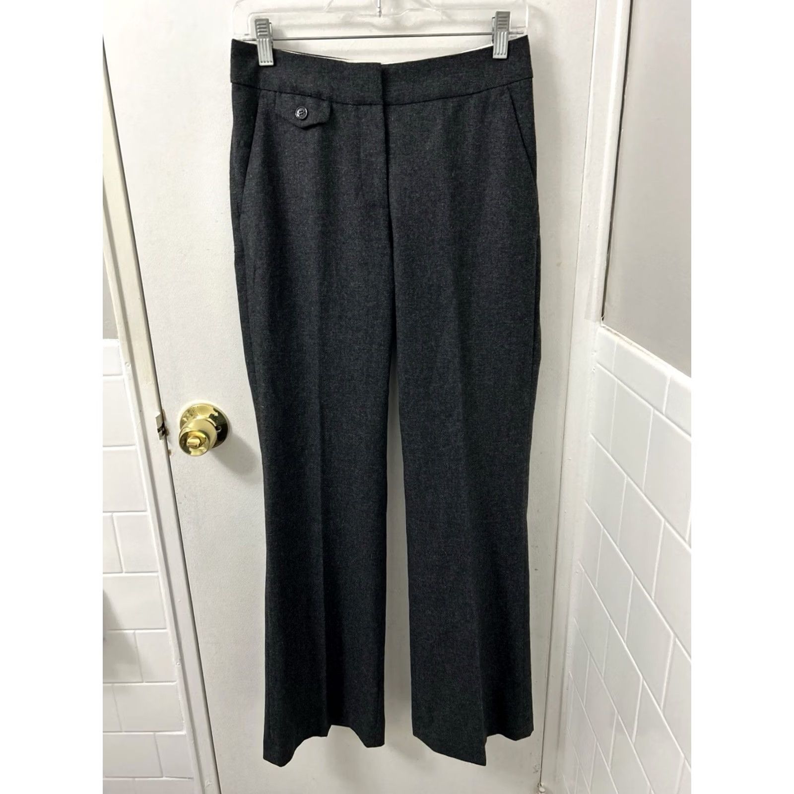 H&M VINTAGE Dress Pants Womens Size 4 Gray Wool Blend Wide Leg Trousers NWT H&M Size 27" / US 4 / IT 40 - 2 Thumbnail