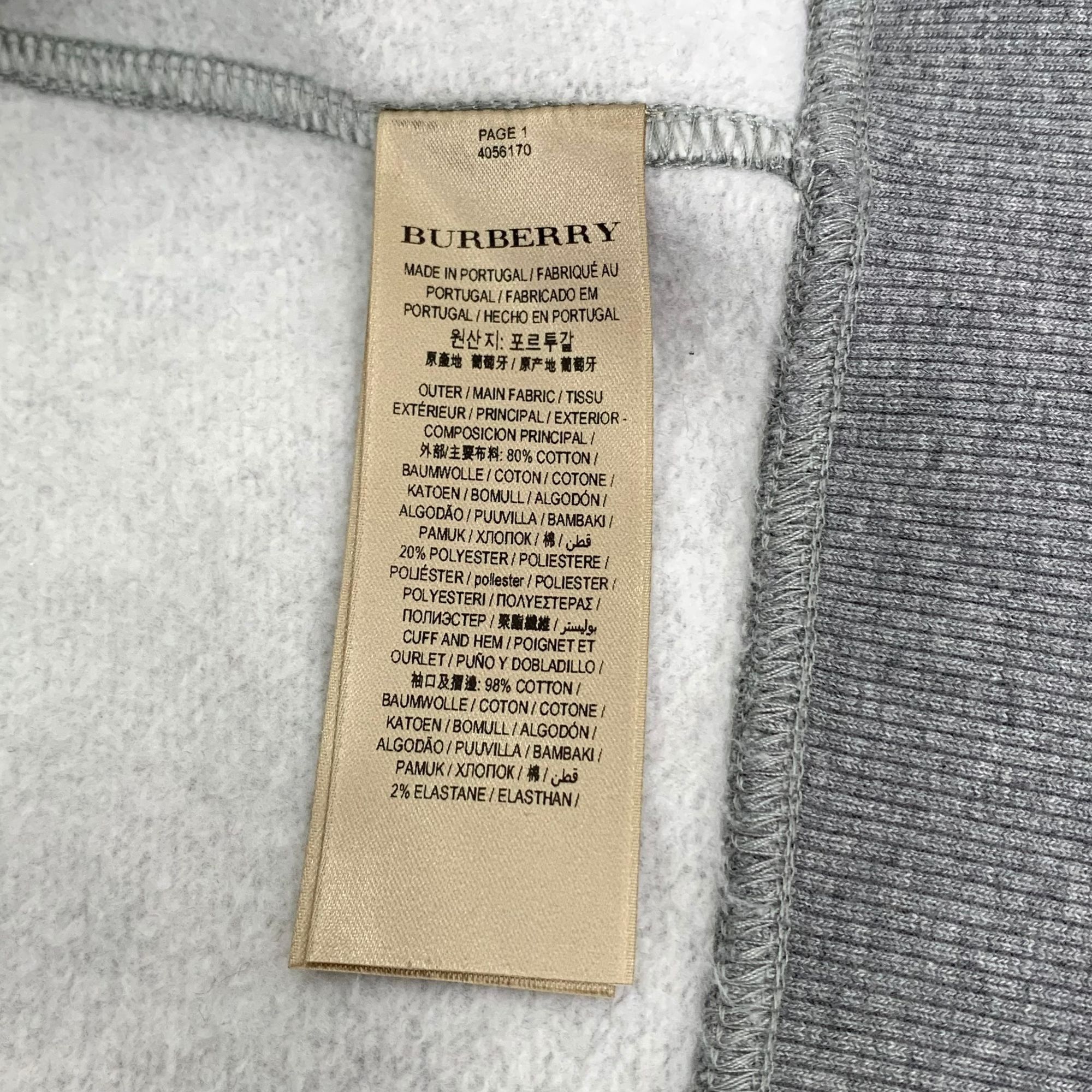 Burberry Burberry Grey Cotton Zip-Up Hoodie (Size XS) Size XS / US 0-2 / IT 36-38 - 4 Thumbnail