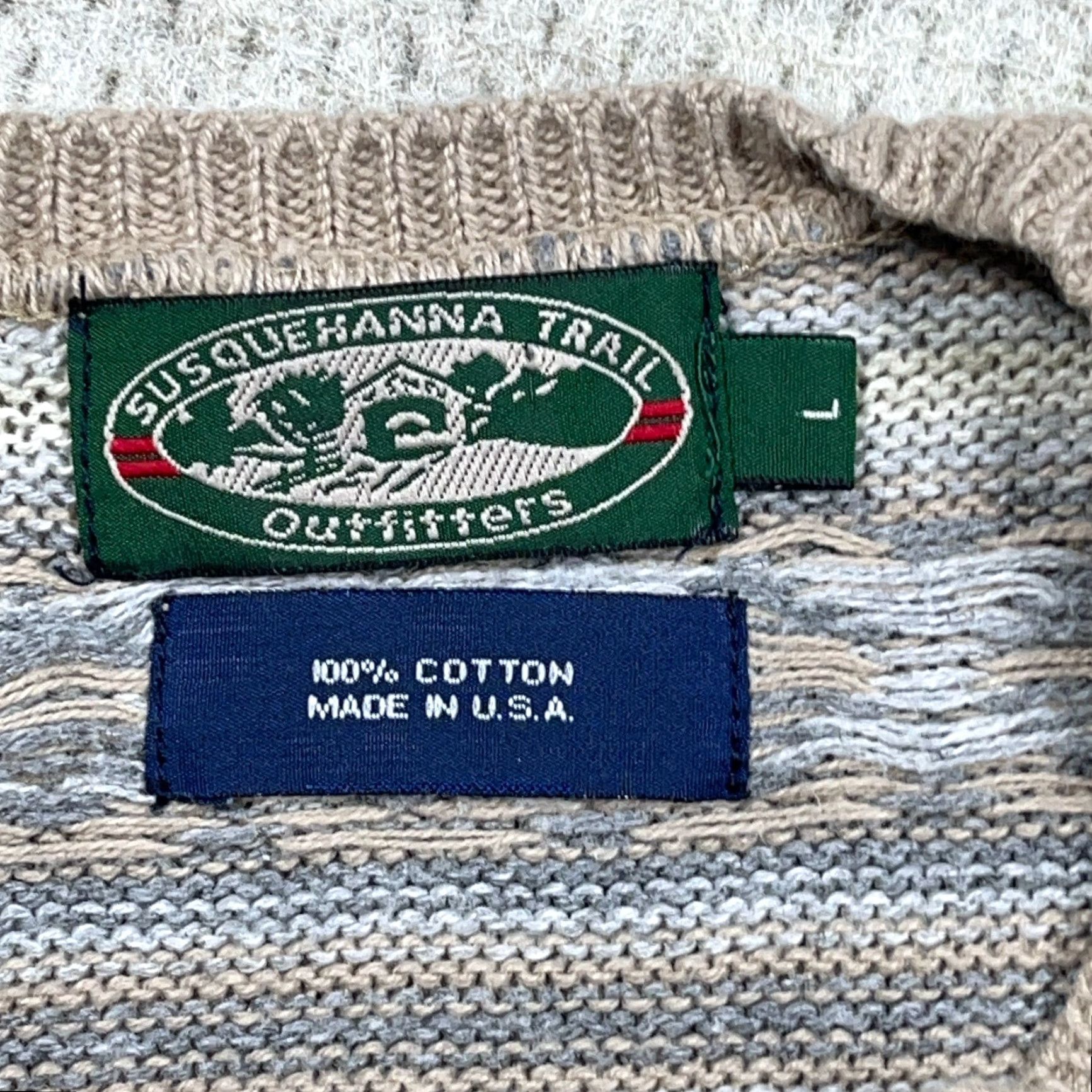 Vintage Vintage Susquehanna Trail Outtfitters UniS Sweater Geometric Knit Crew Neck Mens Large Tan Gray Golf 90s USA Retro Classic Grandpa Size US L / EU 52-54 / 3 - 3 Thumbnail