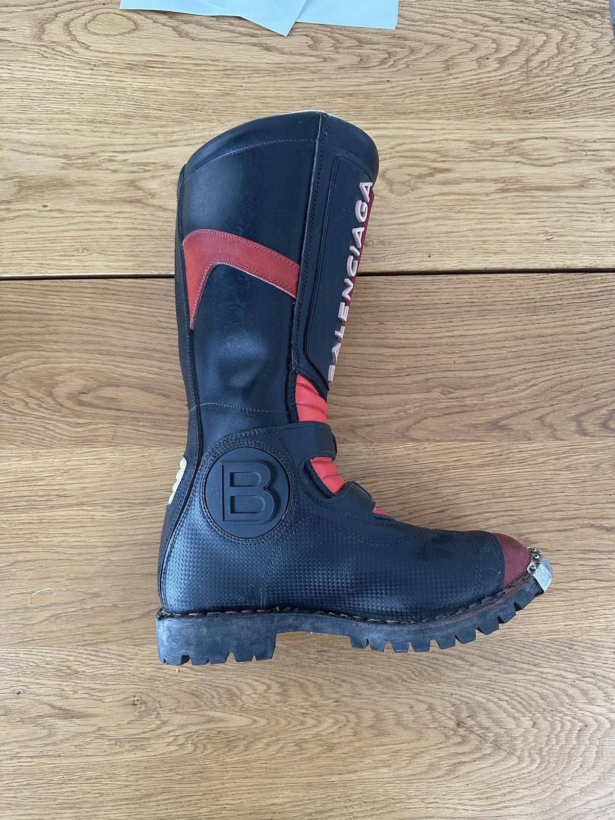 Balenciaga AW17 Moto Biker Red Black Boots Grailed